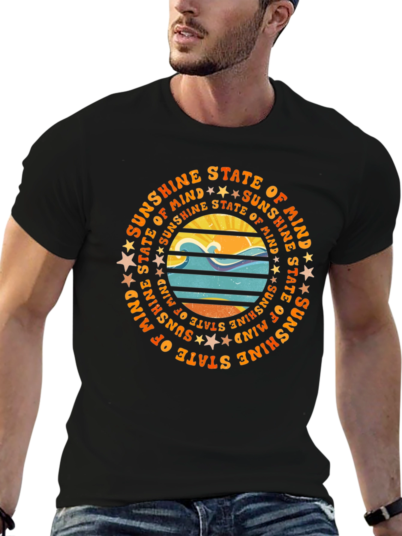 Black Sunshine State of Mind Graphic Tee - Stylish Unisex T-Shirt view 6