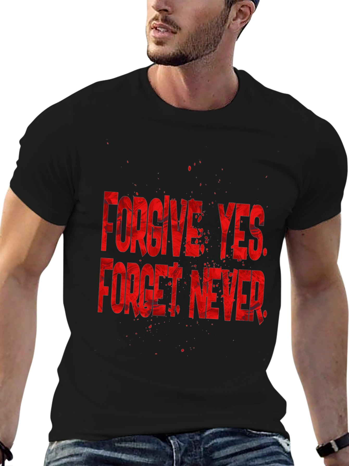 Black Forgive Yes Forget Never Graphic Tee - Black view 6