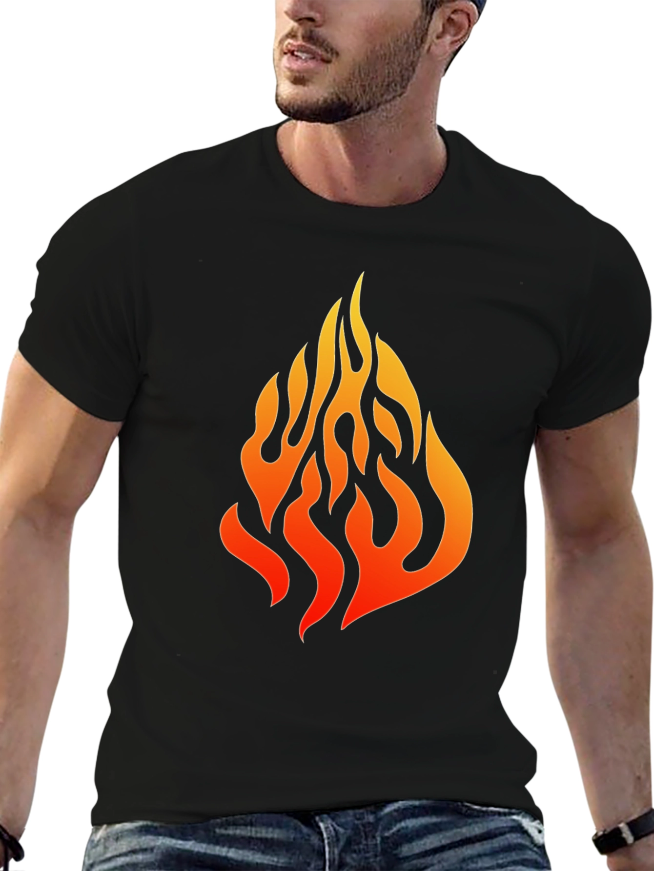 Black Flame Graphic Black T-Shirt view 6