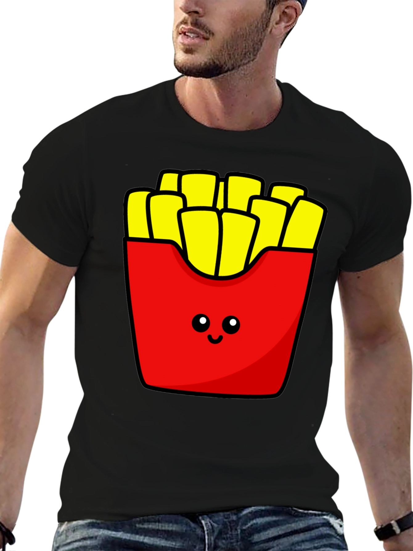 Black Cute French Fries Graphic Tee view 6