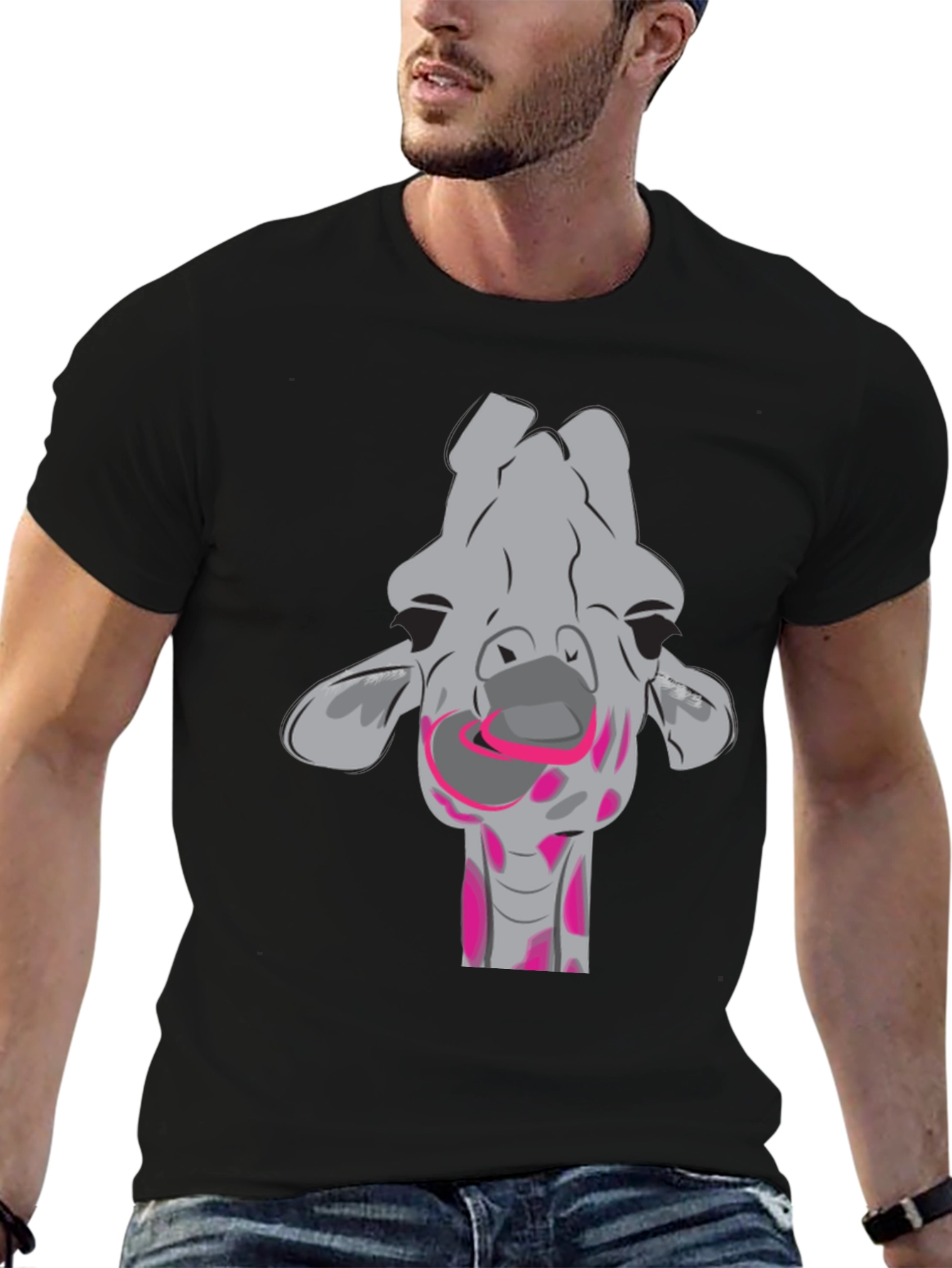 Black Fun Giraffe Graphic T-Shirt view 6