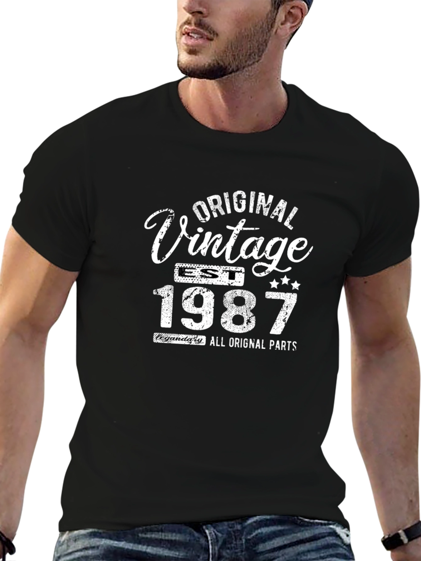 Black Original Vintage 1987 Graphic Tee - Retro Style view 6