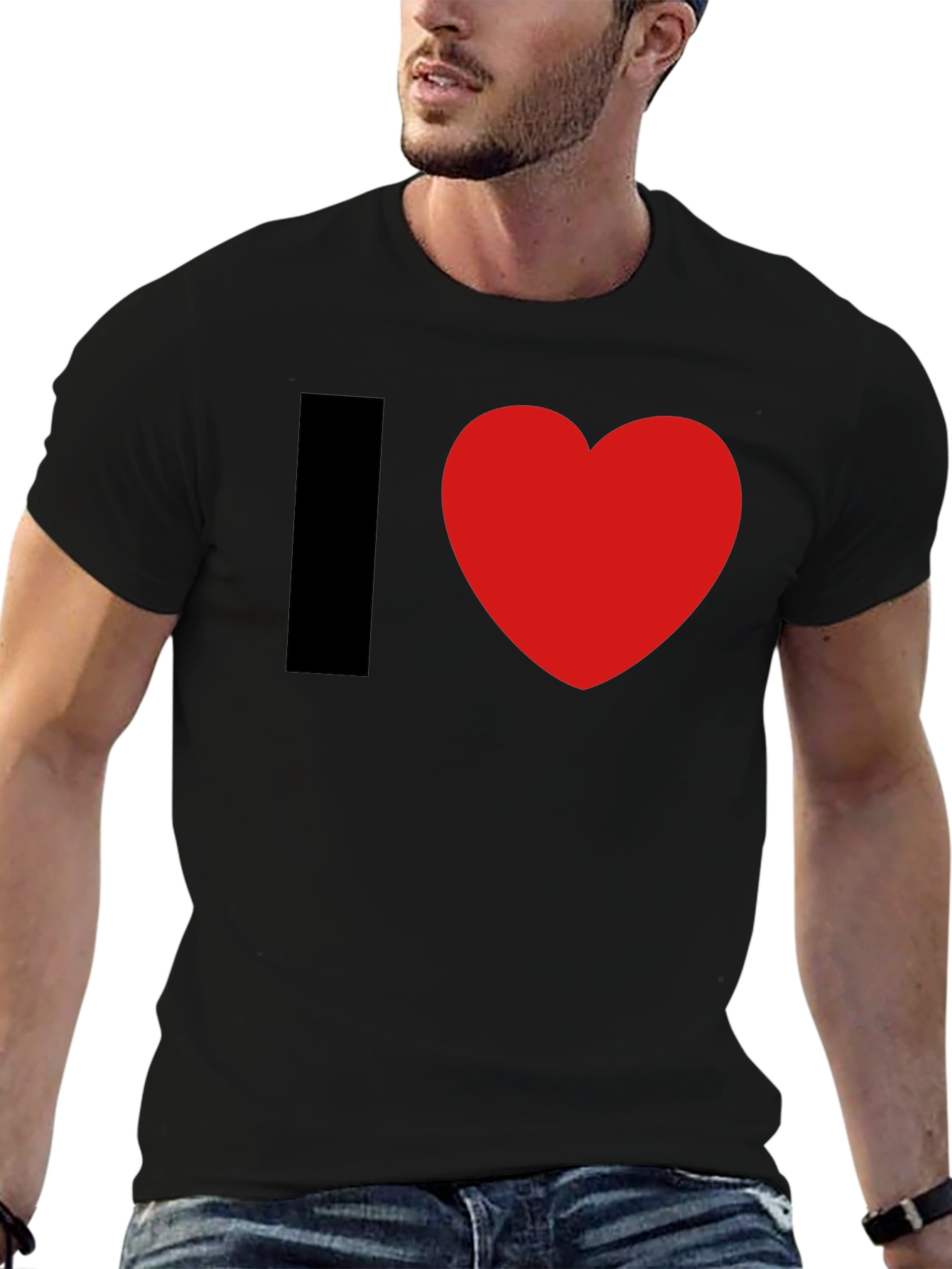 Black I Heart Graphic Tee - Black Cotton Blend T-Shirt view 6