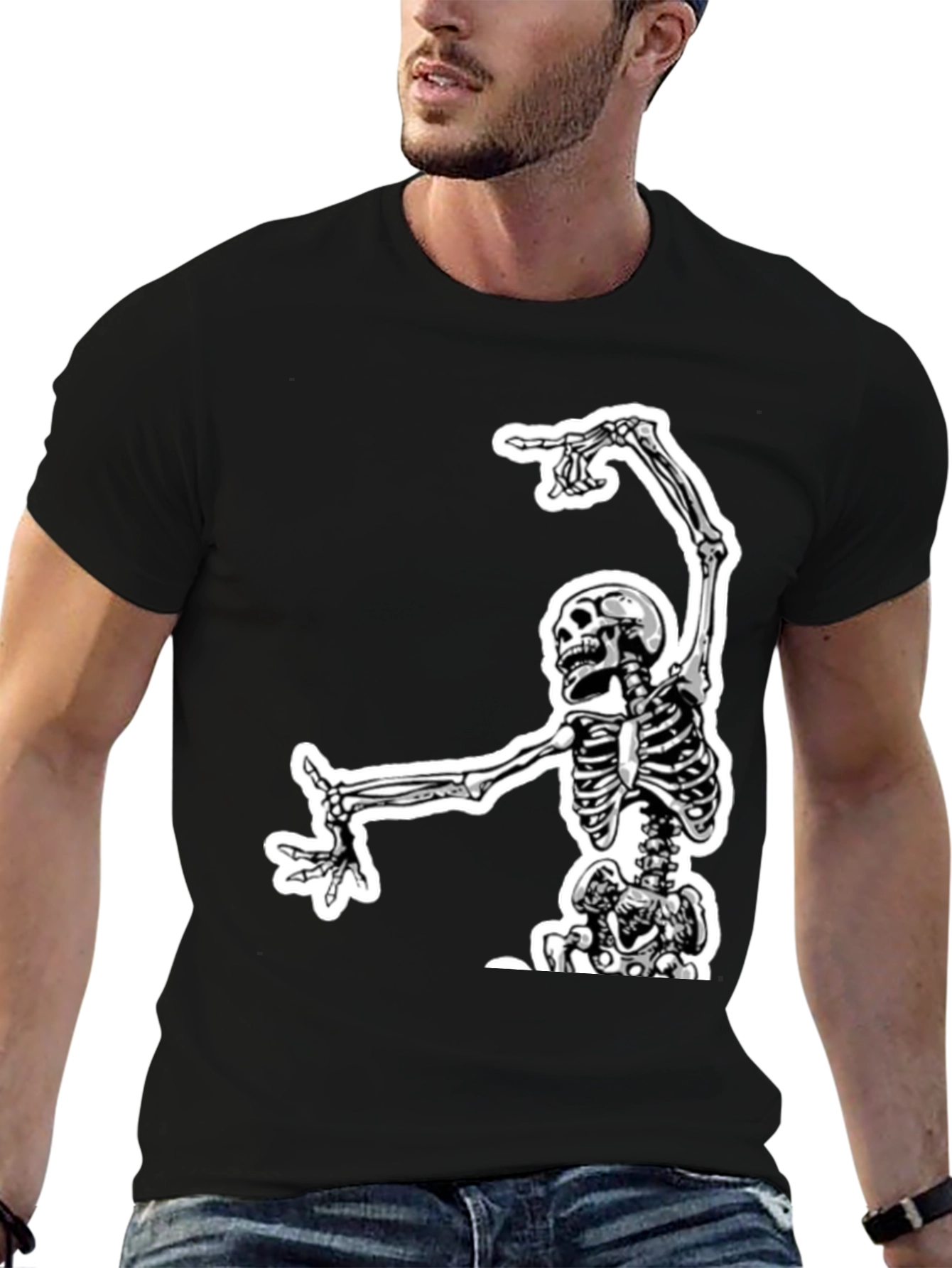 Black Skeleton Graphic Tee - Black Cotton view 6