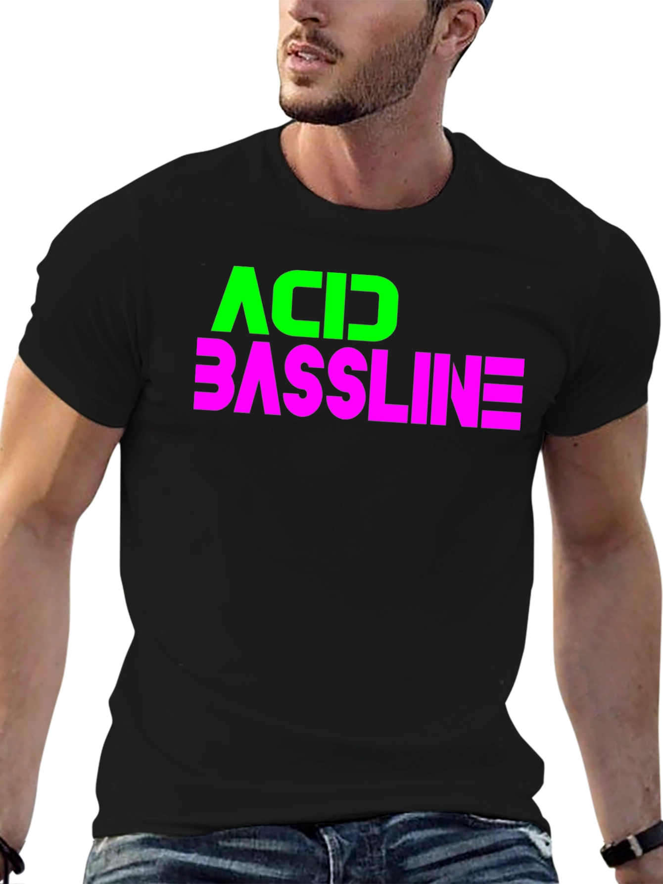 Black Acid Bassline Graphic Tee - Bold Statement Shirt view 6