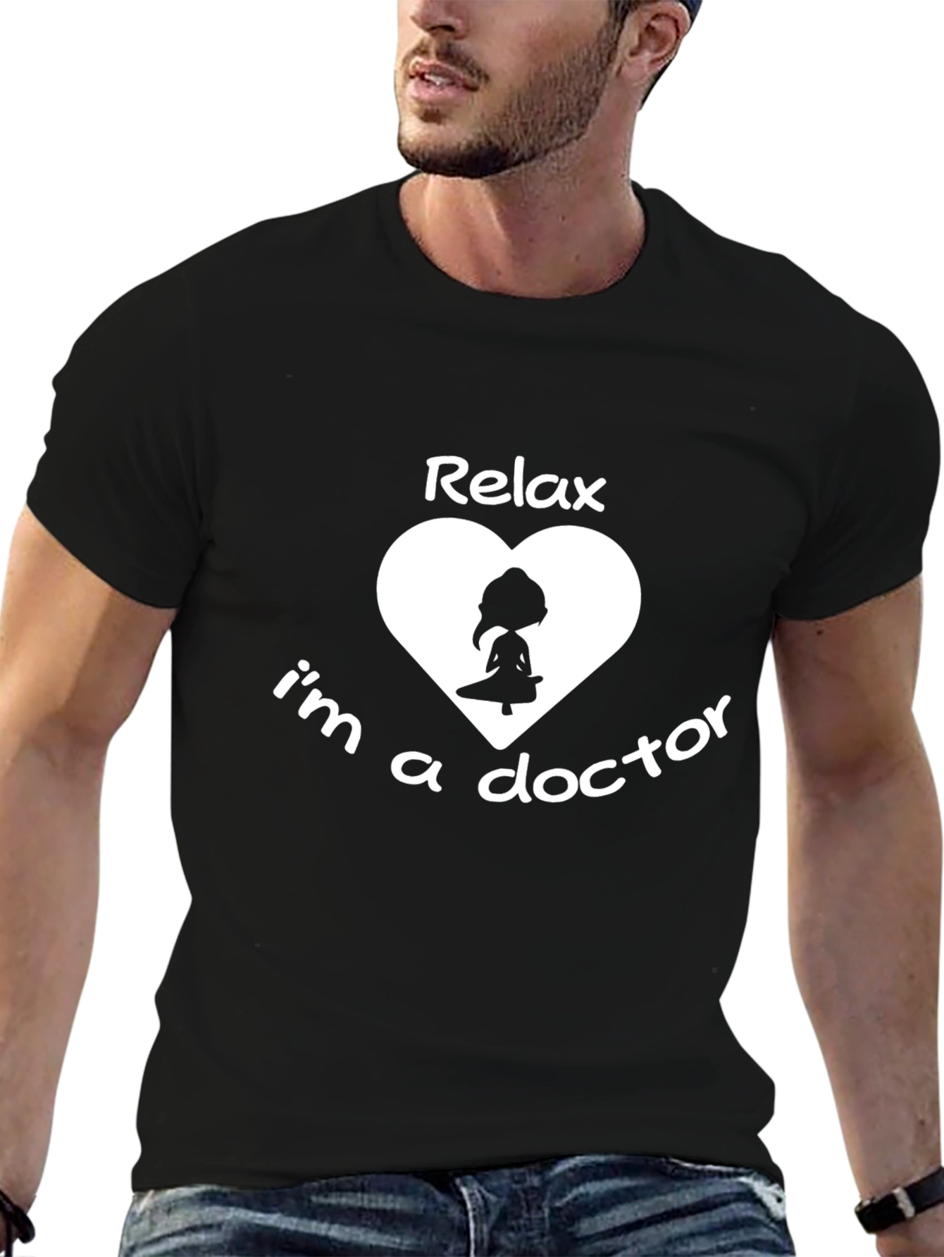 Black Relax I'm a Doctor T-Shirt | Novelty Medical Apparel view 6