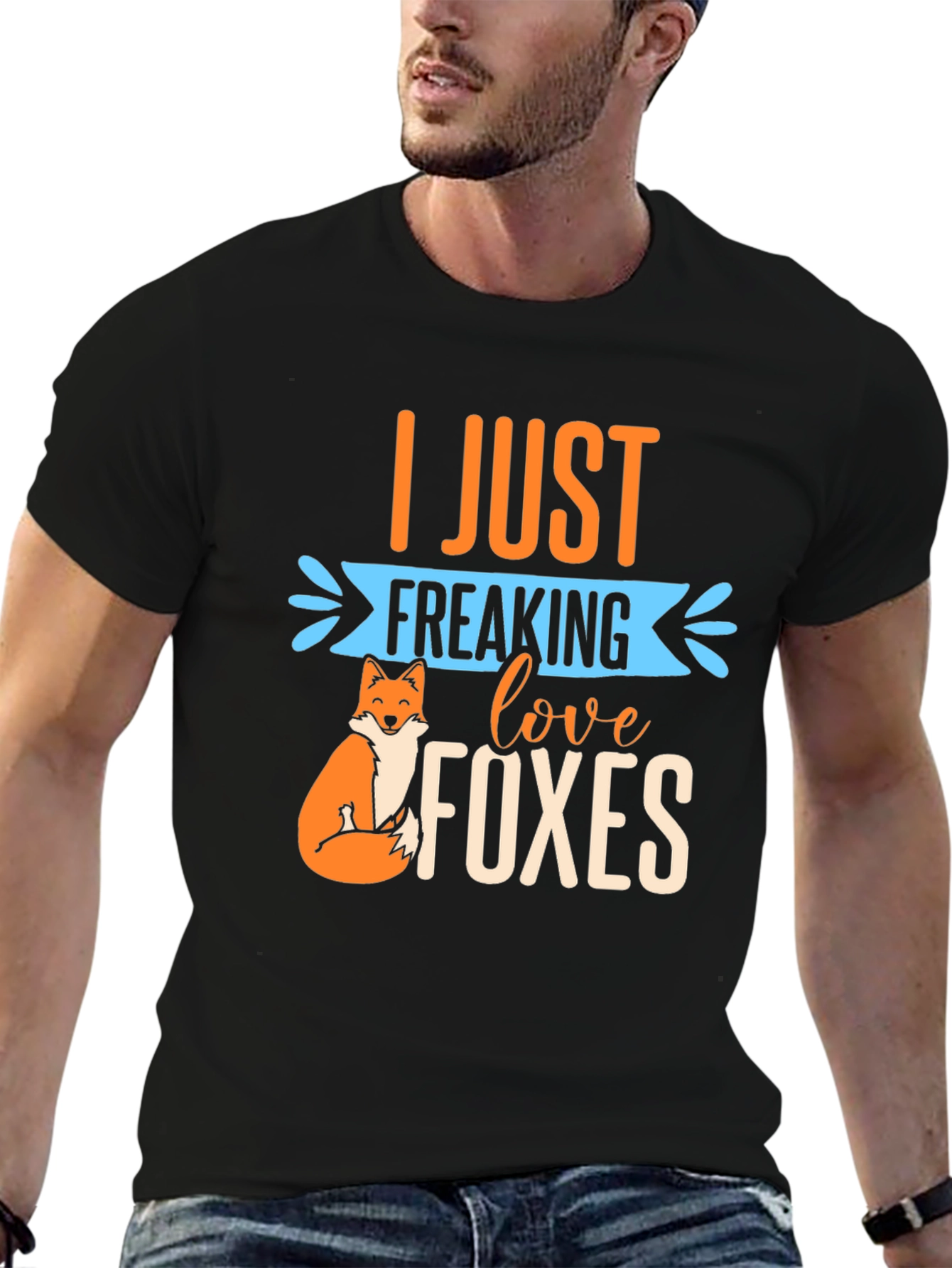 Black I Just Freaking Love Foxes T-Shirt view 6