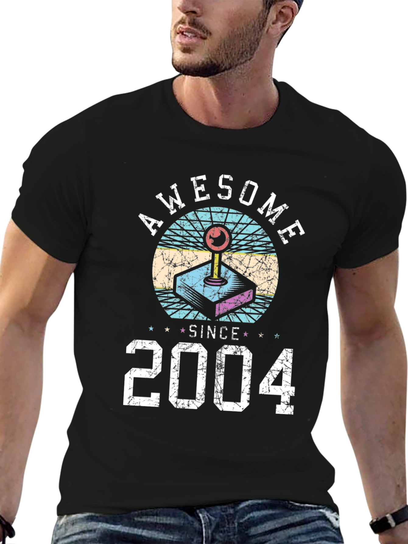 Black Awesome Since 2004 Gamer T-Shirt view 6