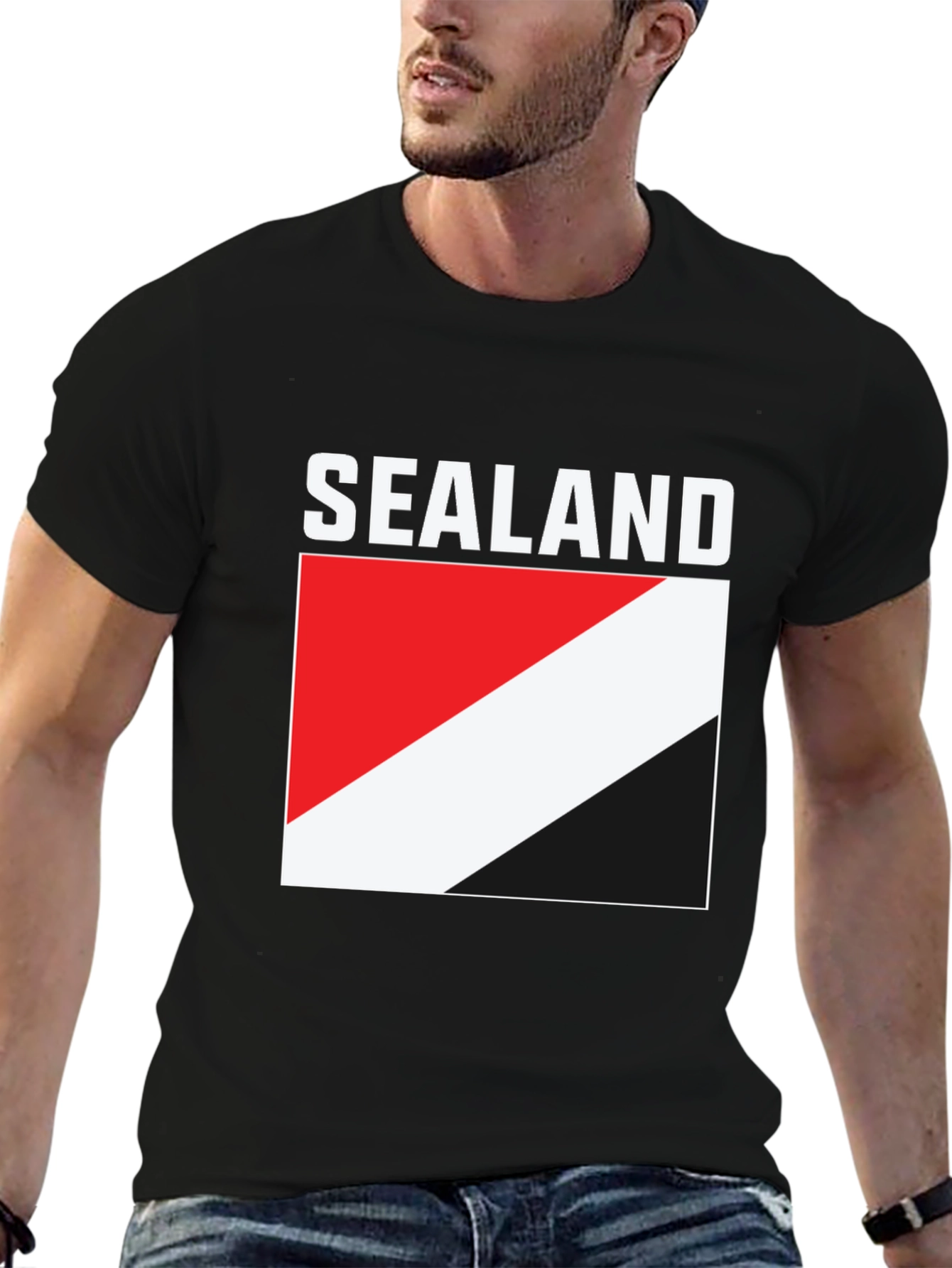 Black Principality of Sealand Flag T-Shirt view 6