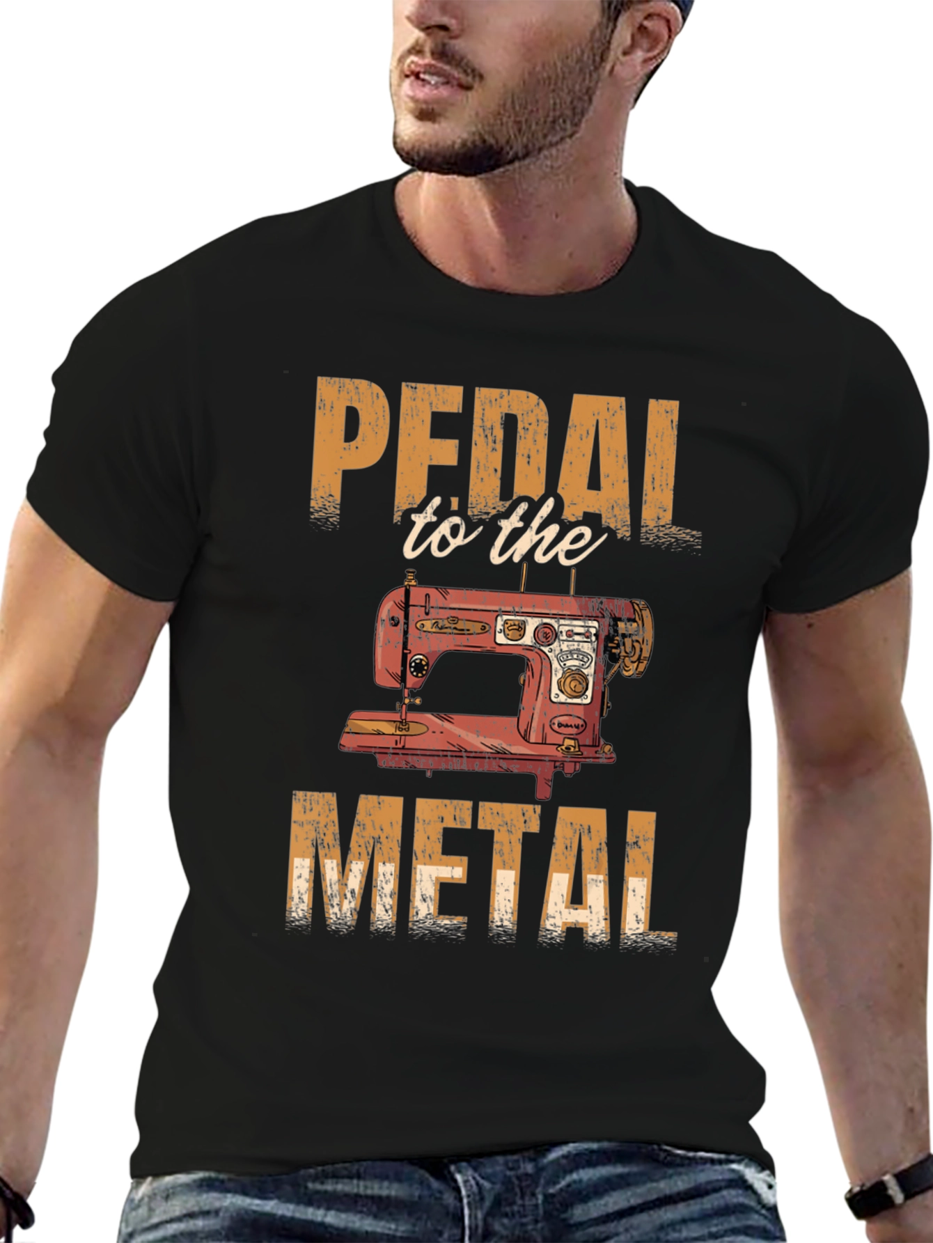 Black Pedal to the Metal Sewing Machine T-Shirt view 6