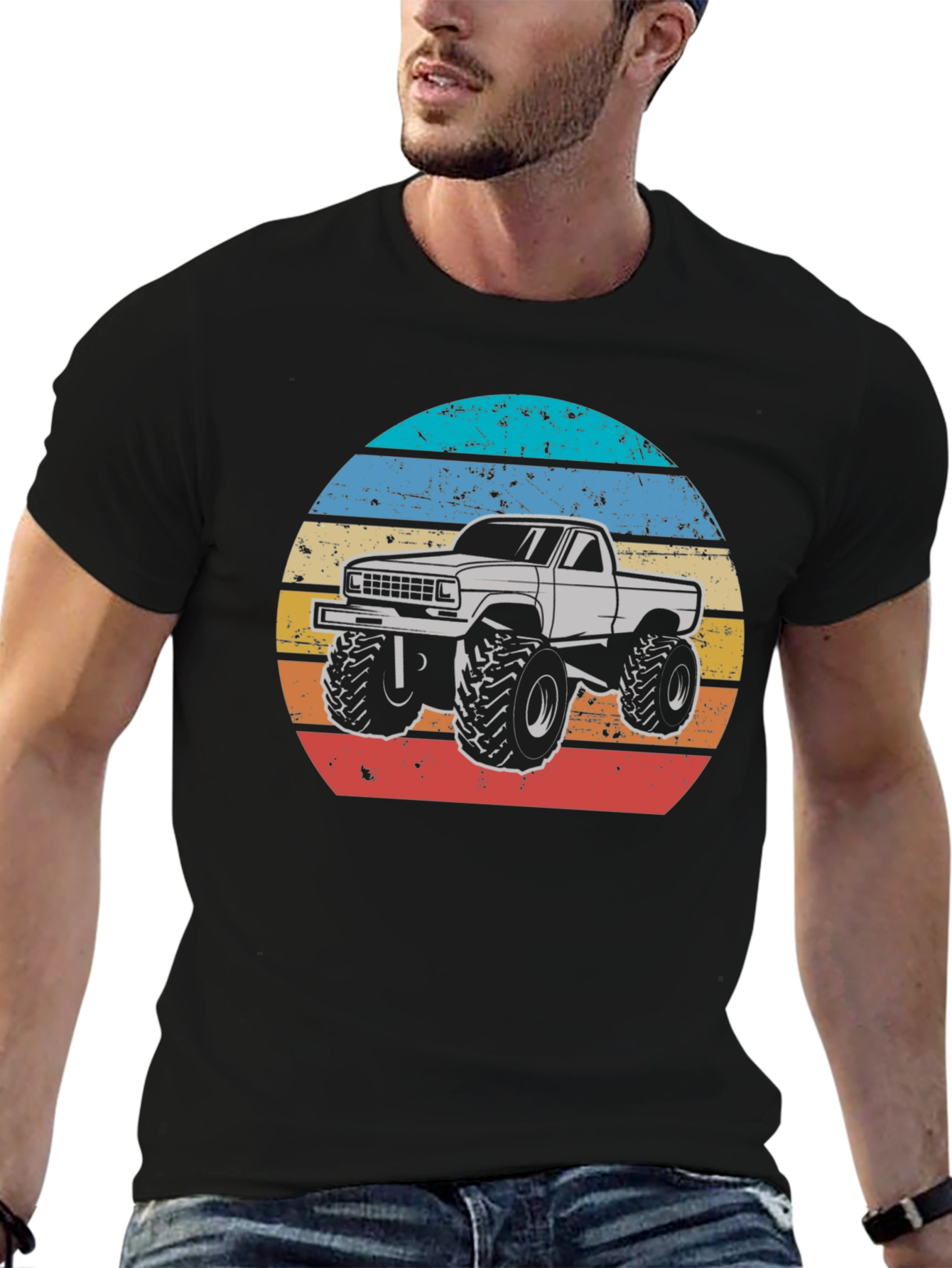 Black Retro Monster Truck T-Shirt view 6