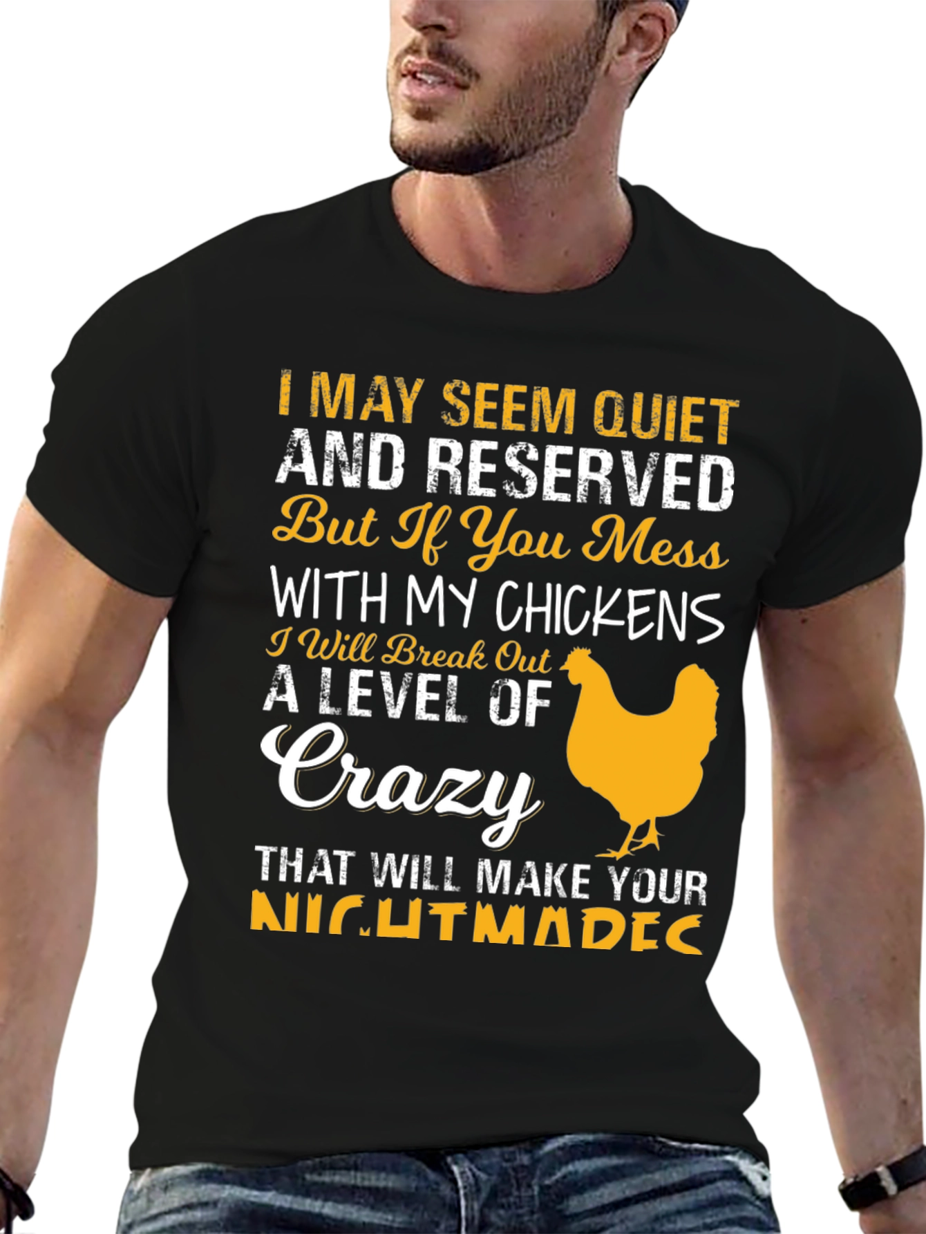 Black Funny Chicken Lover T-Shirt Crazy Level view 6