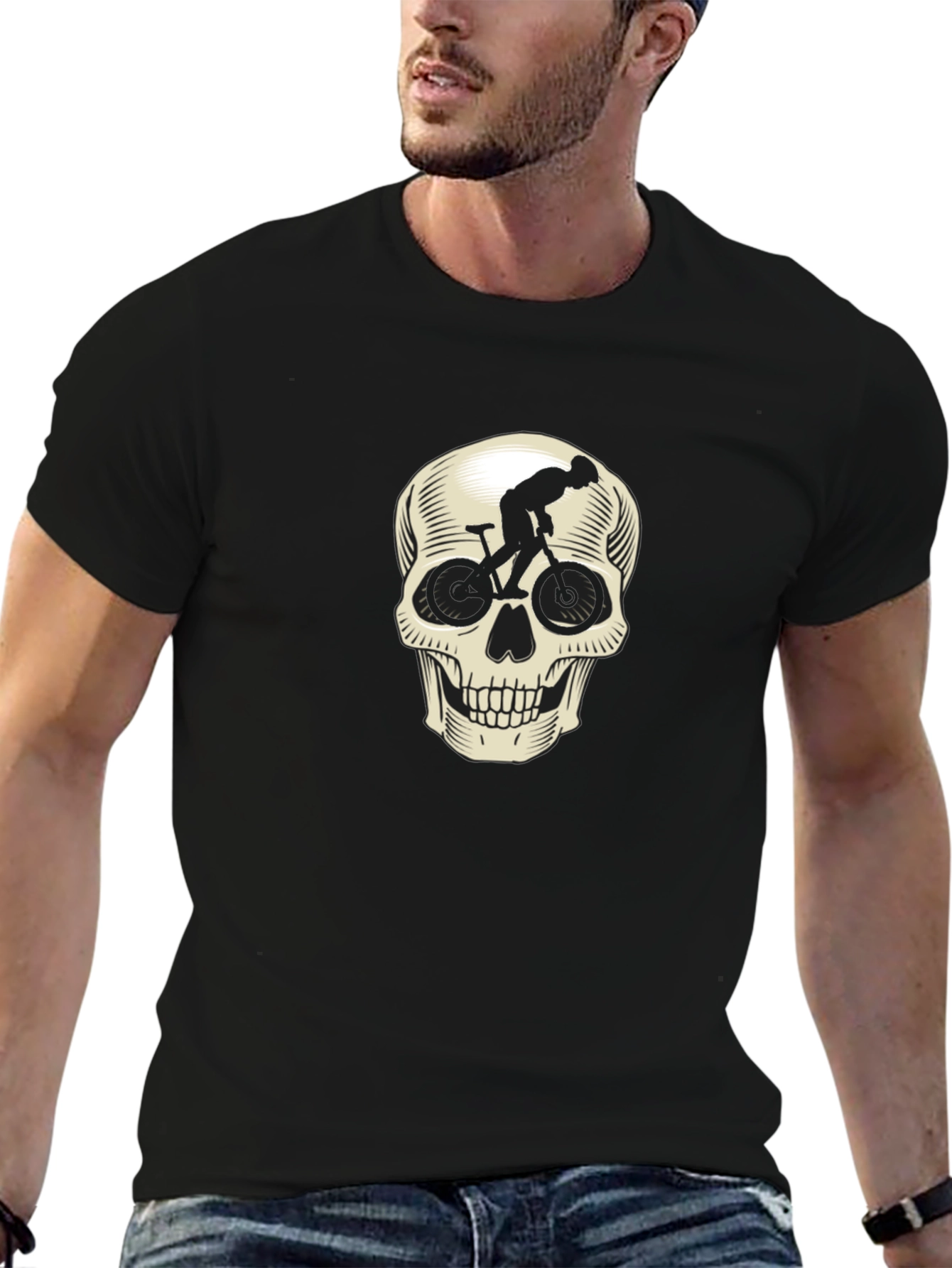 Black Skull Cycling T-Shirt - Ride or Die Graphic Tee view 6