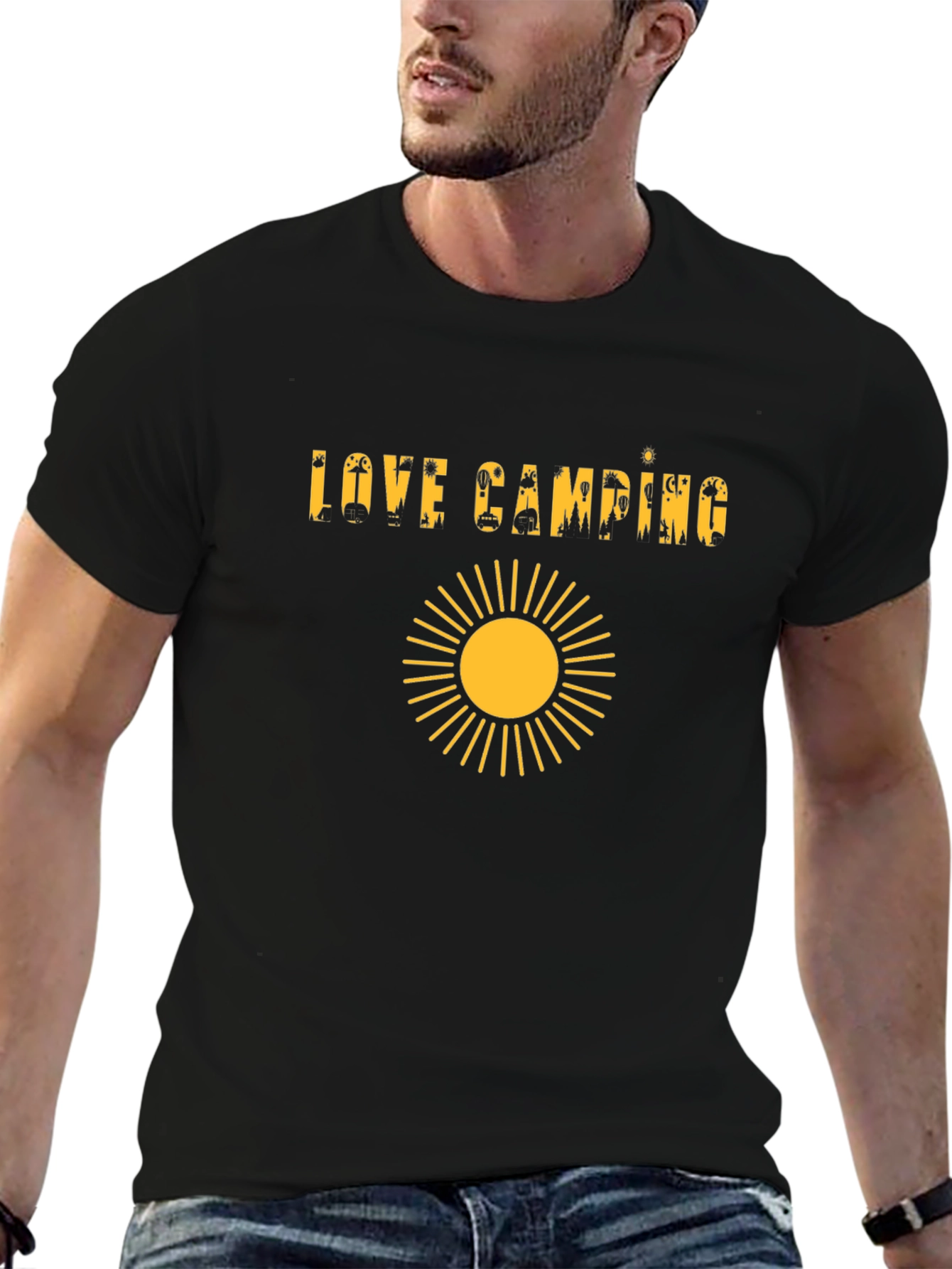 Black Love Camping Graphic Tee - Sun Design view 6