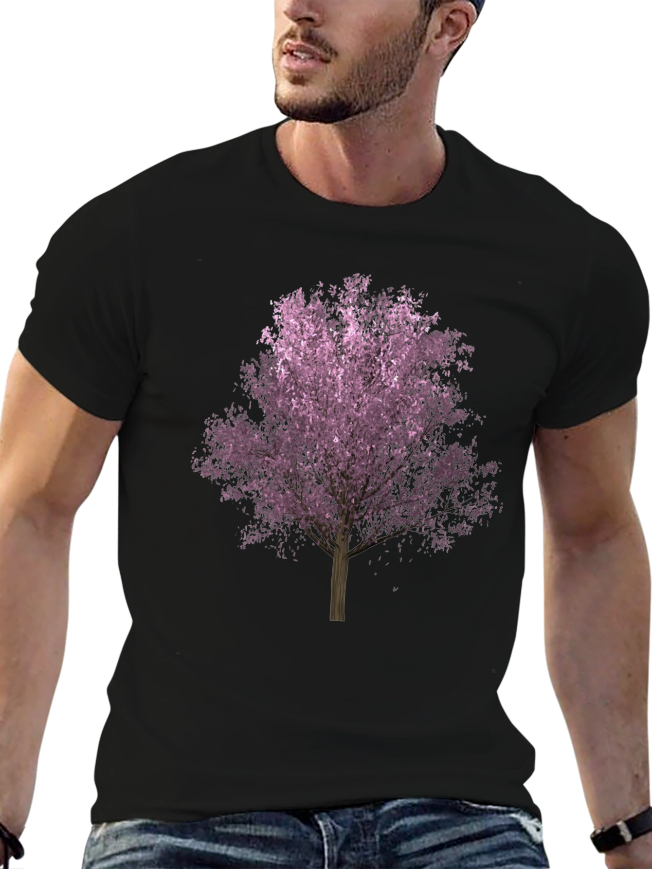 Black Blossom Tree Graphic T-Shirt - Men's Black Tee view 6