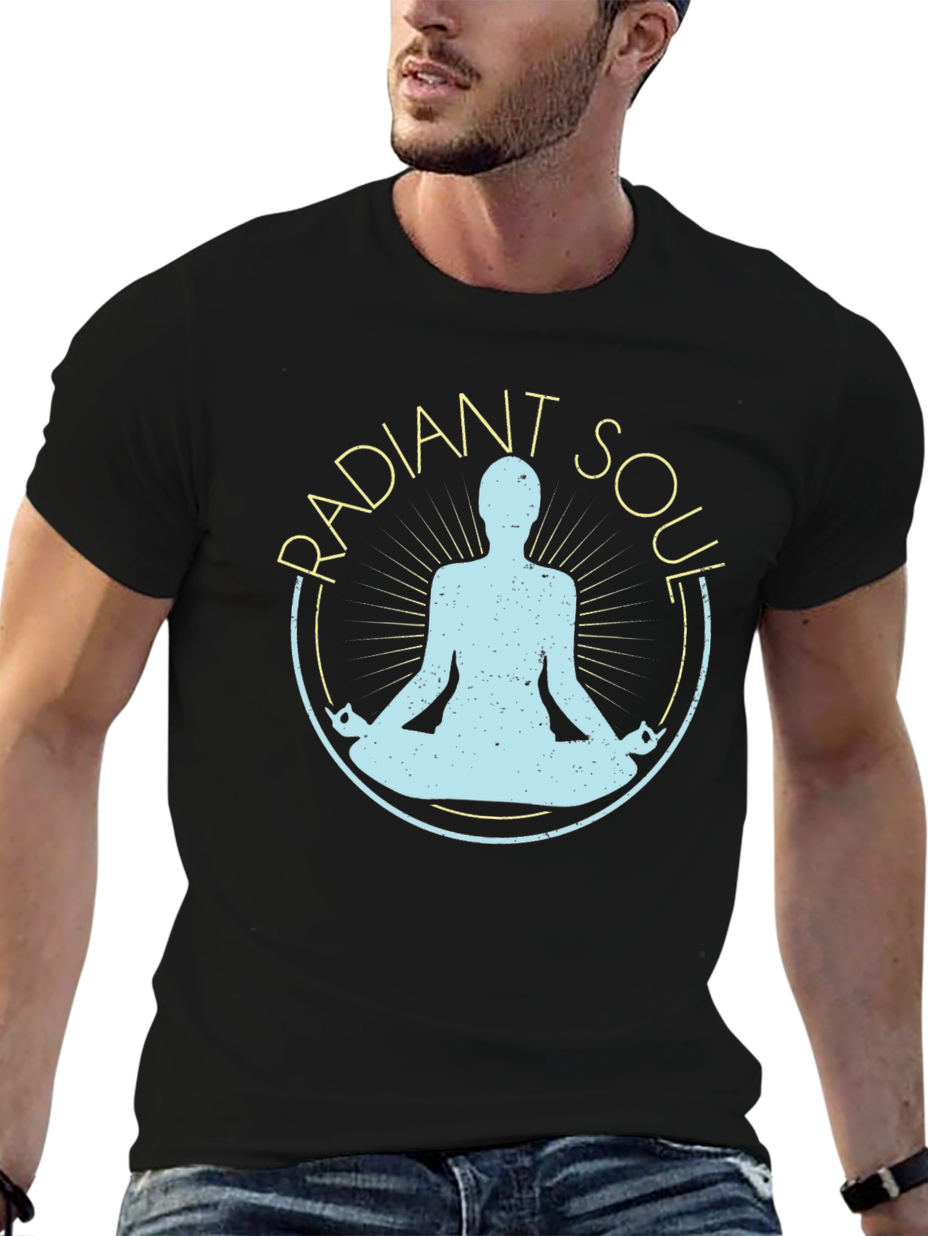 Black Radiant Soul Yoga T-Shirt - Black Graphic Tee view 6