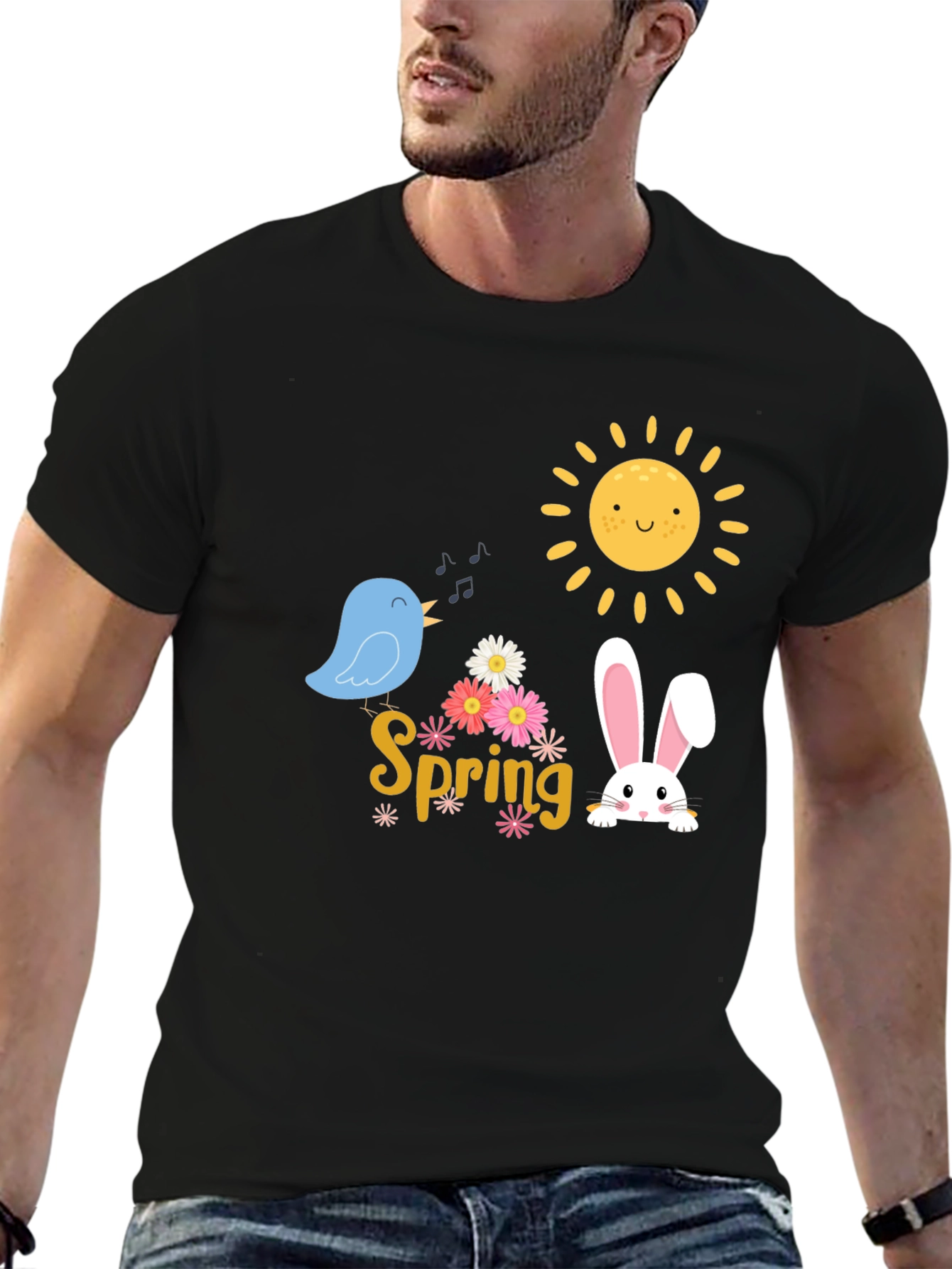 Spring T-Shirt - Cute Bird, Bunny & Sun Design - 6