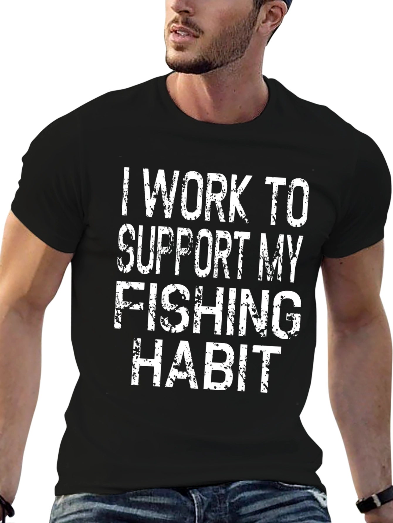 Black Fishing Habit Graphic Tee view 6