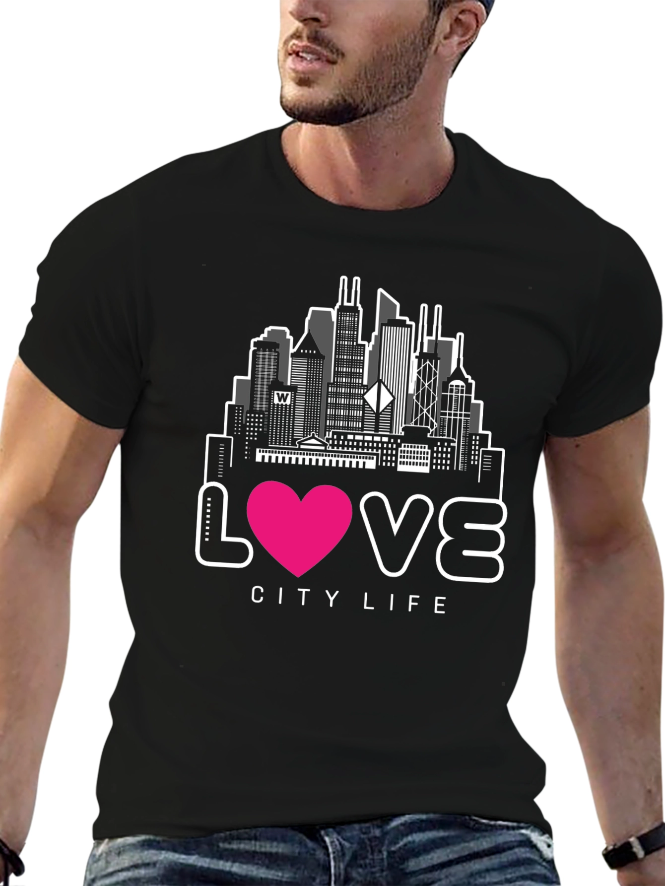 Black Love City Life Graphic Tee - Black view 6