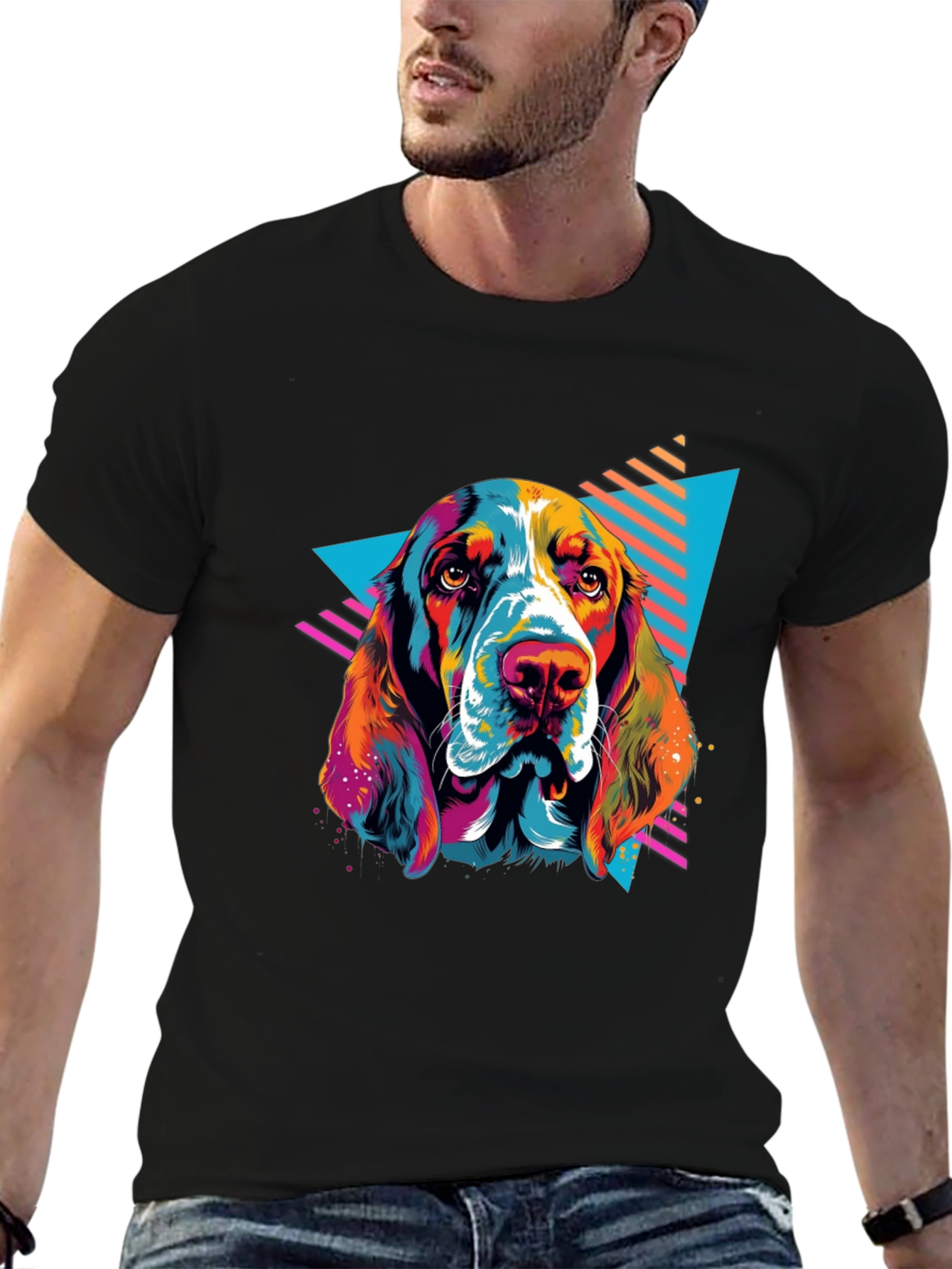 Black Retro Dog Graphic Tee - Black view 6