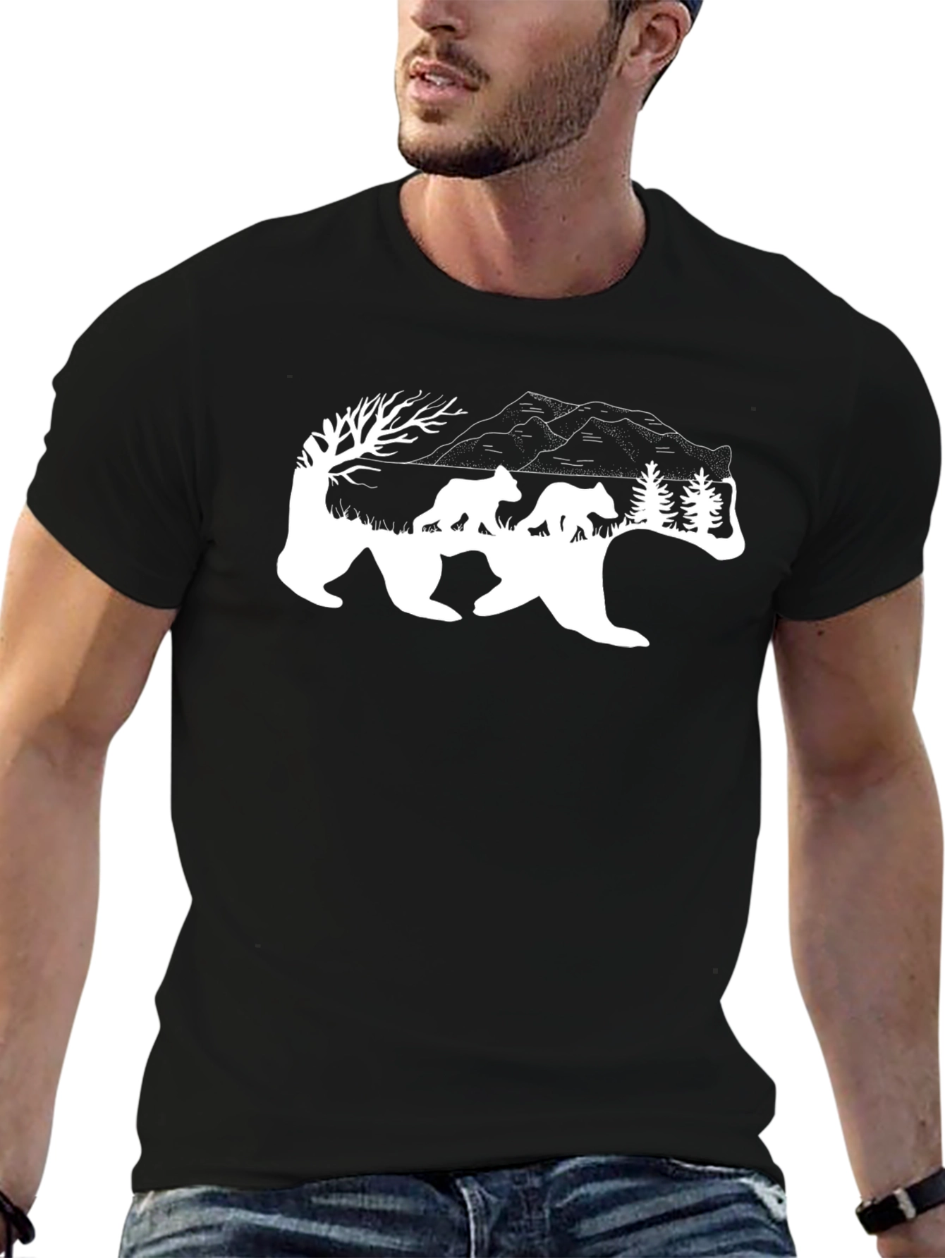 Black Bear Family Graphic T-Shirt - Nature Inspired Tee view 6