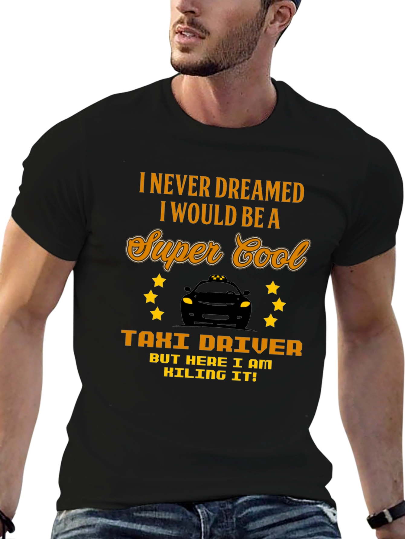 Black Super Cool Taxi Driver Graphic Tee view 6