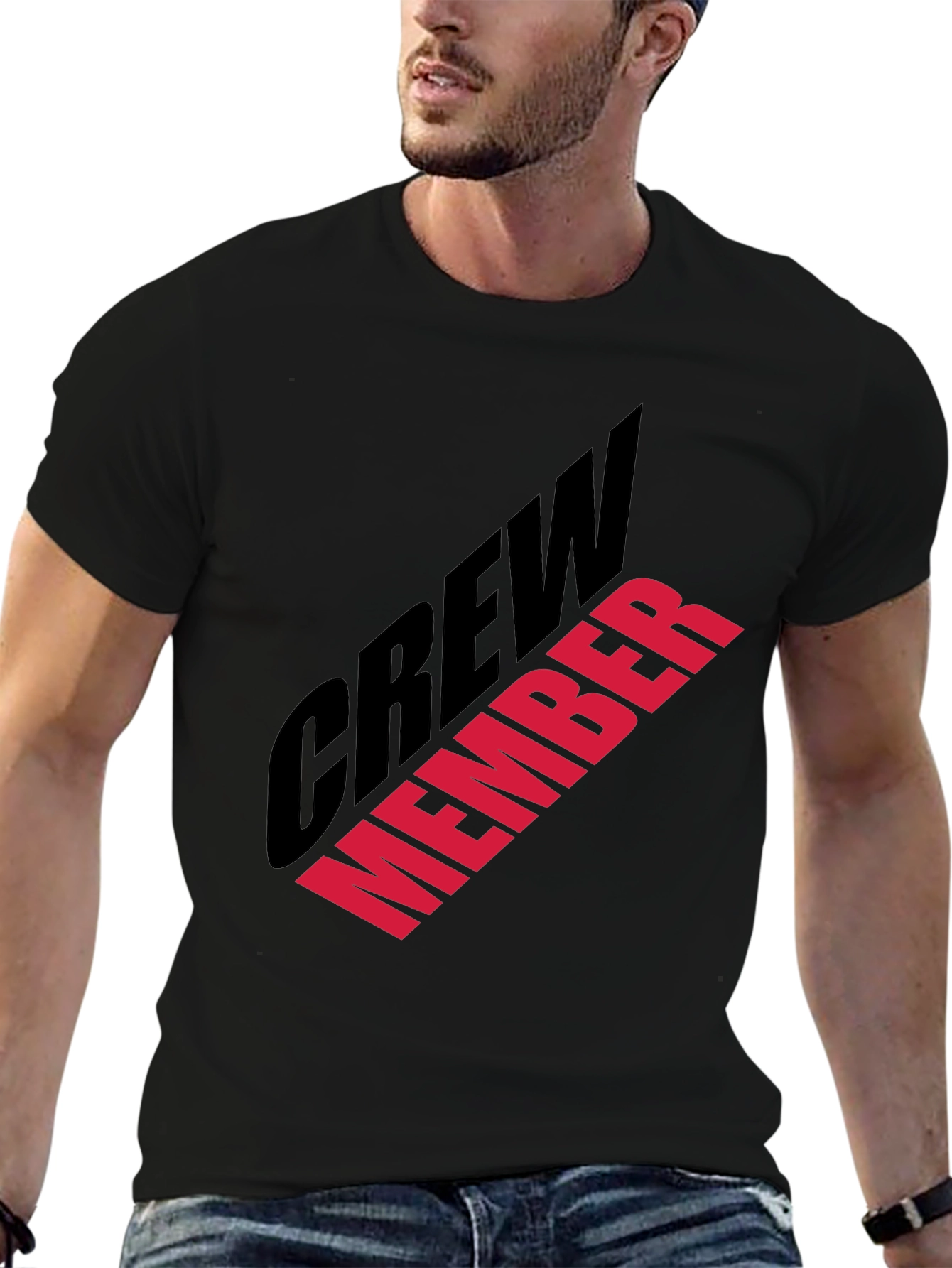 Black Crew Member Graphic Print Black T-Shirt view 6