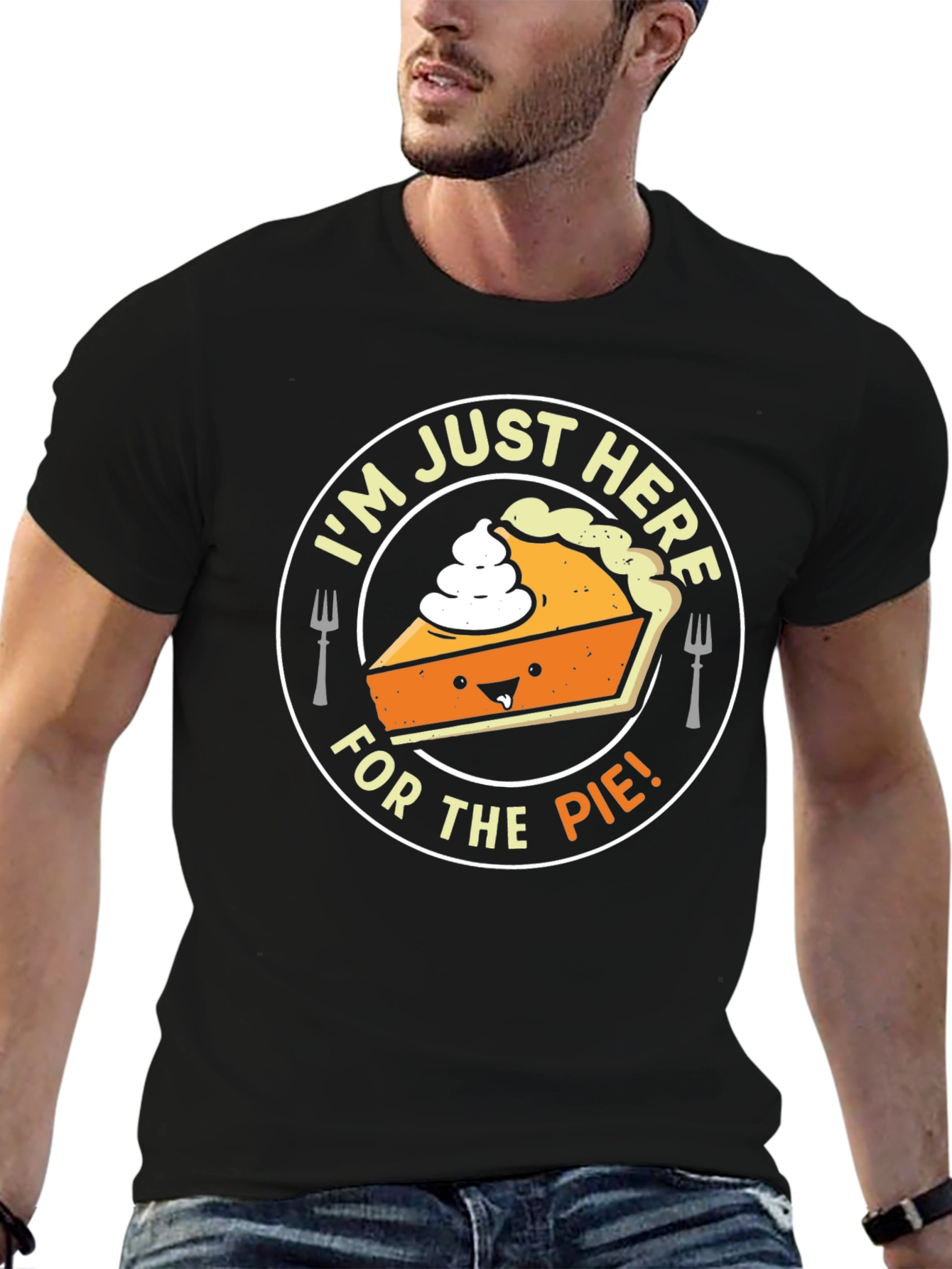 Black I'm Just Here For The Pie T-Shirt - Funny Thanksgiving Tee view 6