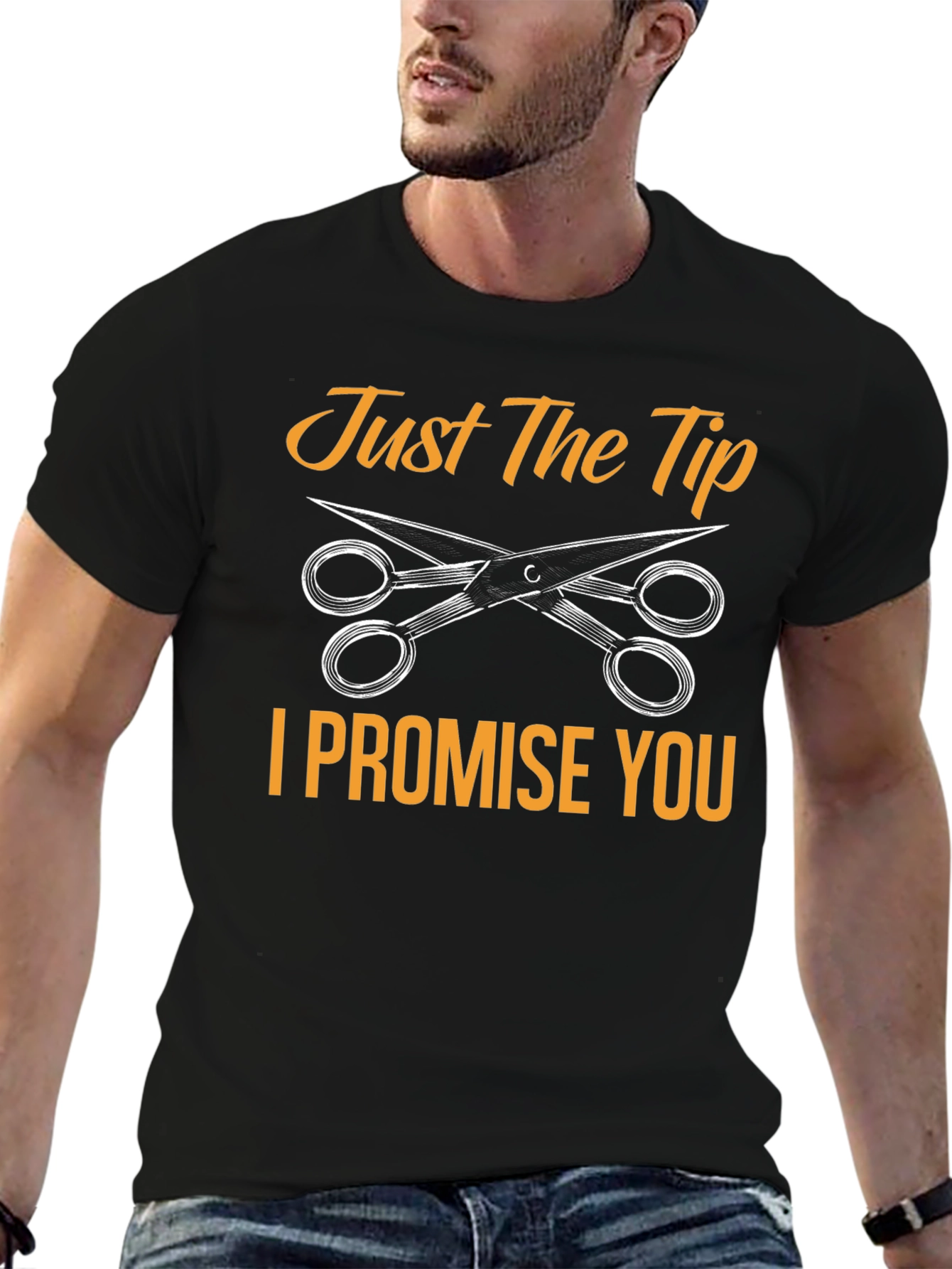 Black Just The Tip Men's Graphic T-Shirt view 6