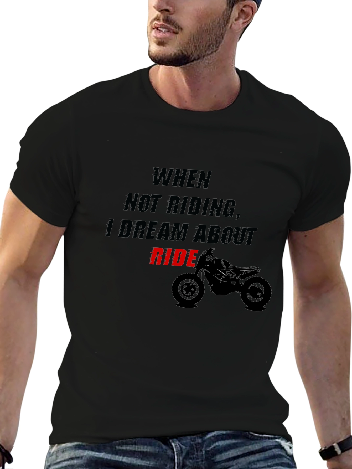 Black Motorcycle Ride Dream Graphic Tee view 6