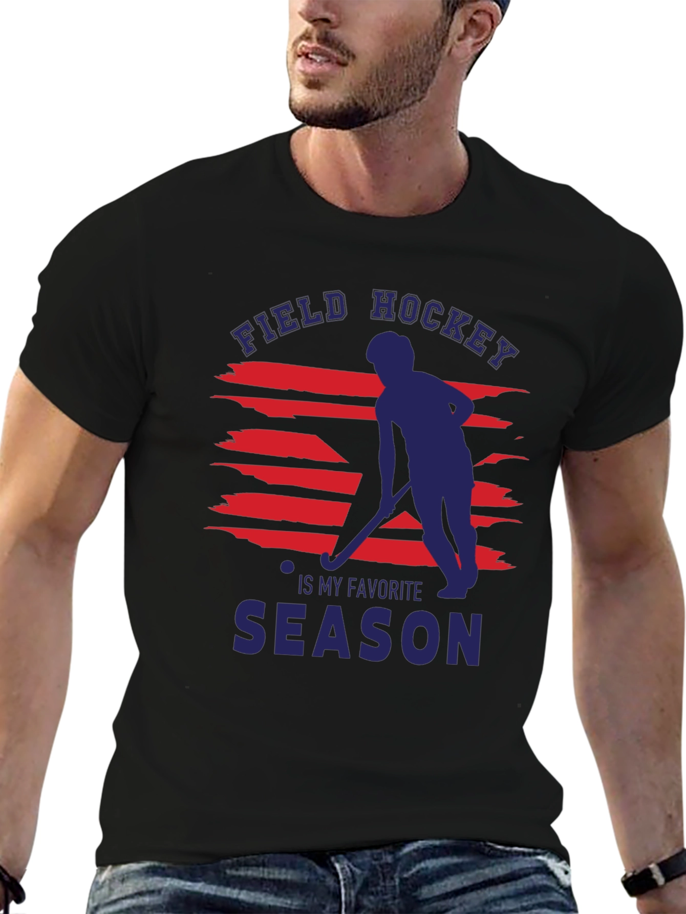 Black Field Hockey Favorite Season Graphic Tee view 6