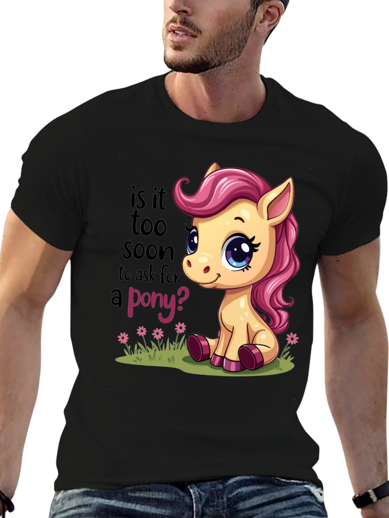 Black Cute Pony T-Shirt - Is It Too Soon? view 6