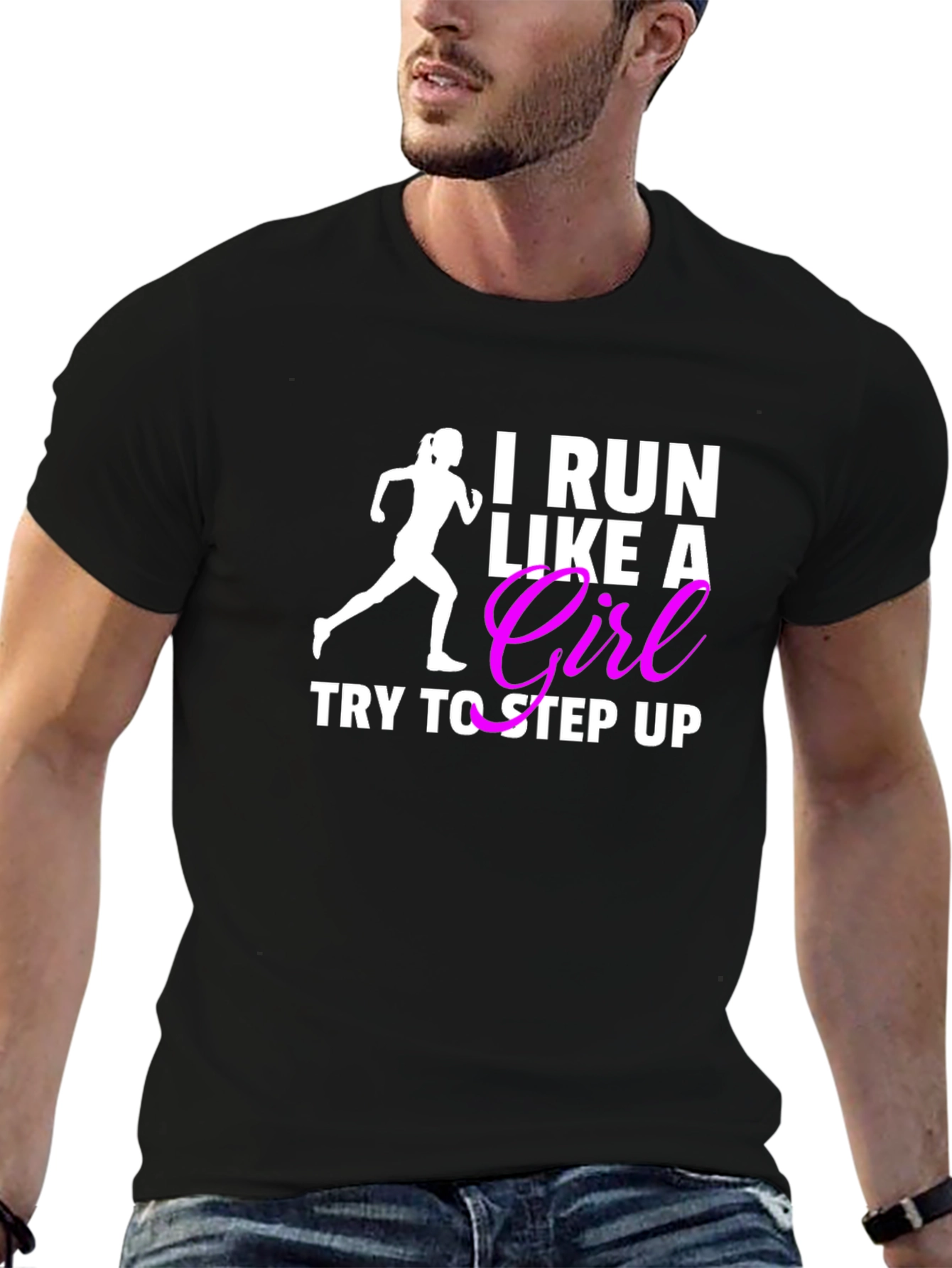 Black I Run Like a Girl T-Shirt Funny Women's Running Tee view 6