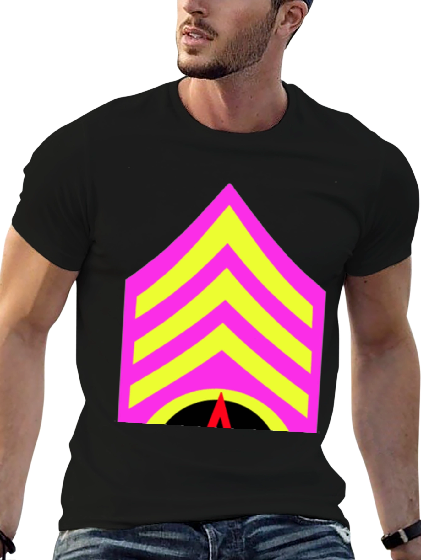 Black Sergeant Stripes Graphic Tee - Bold Statement Style view 6