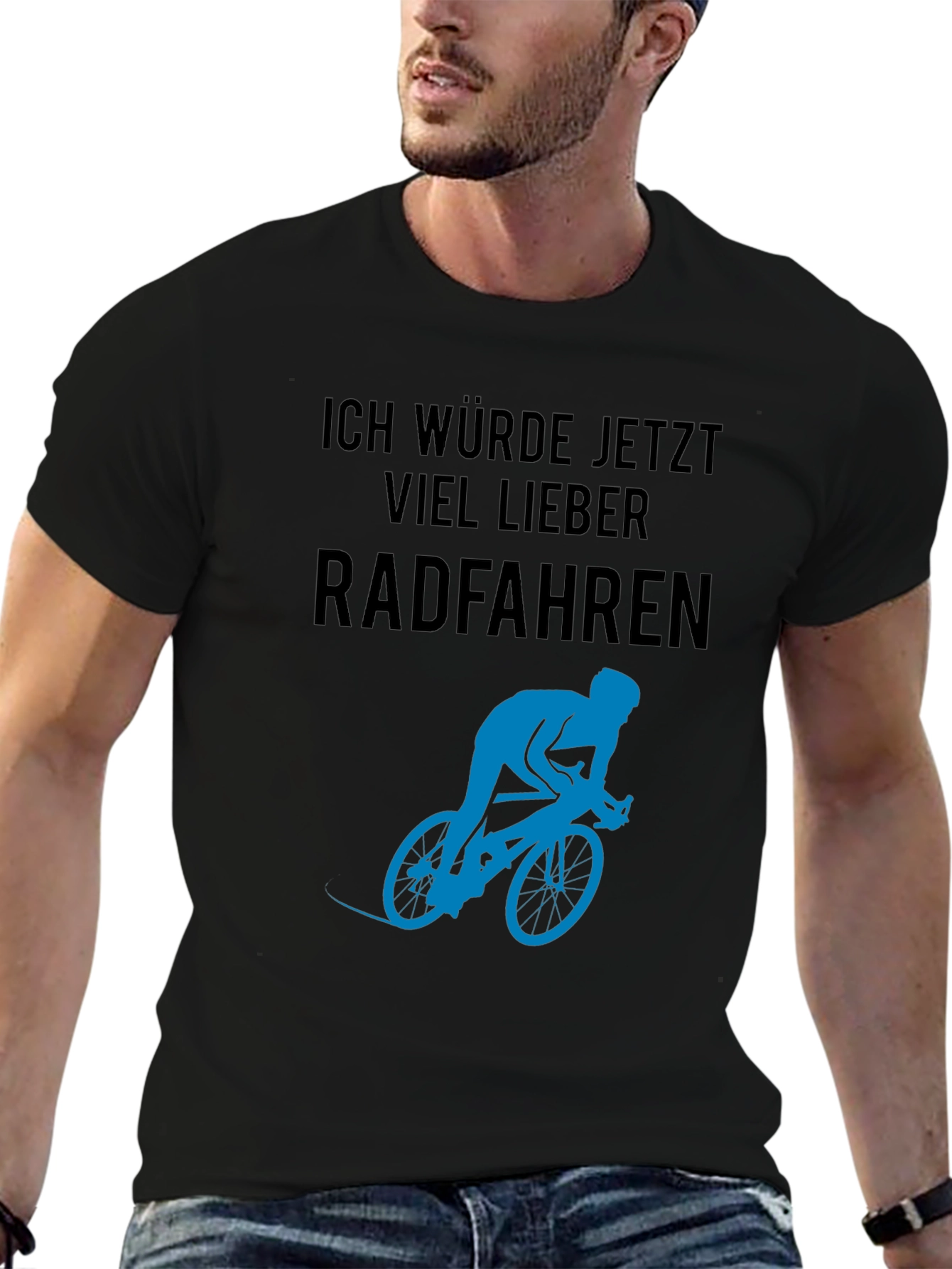 Black Ich Würde Jetzt Viel Lieber Radfahren T-Shirt view 6