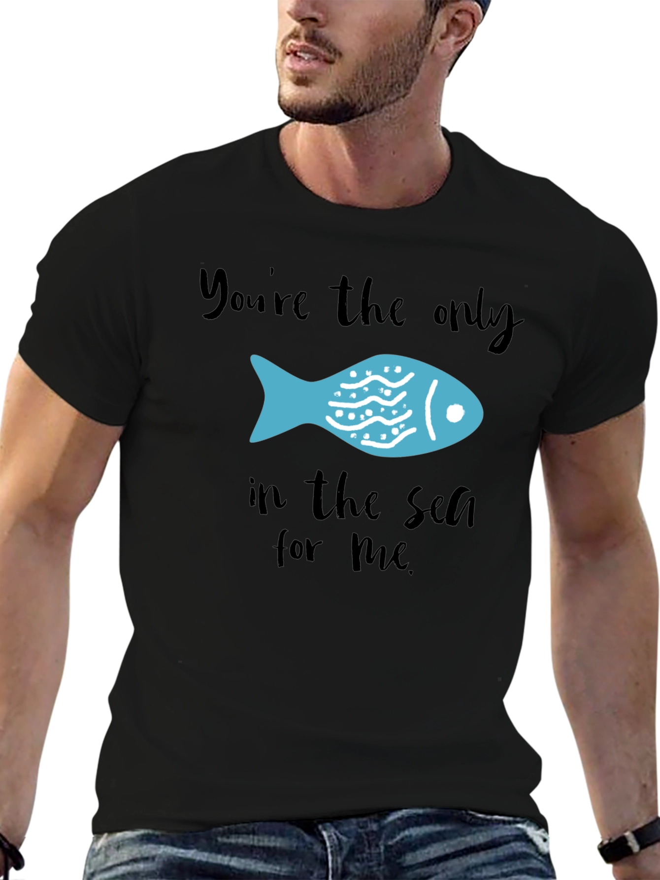 Black You're The Only Fish in the Sea Graphic T-Shirt view 6