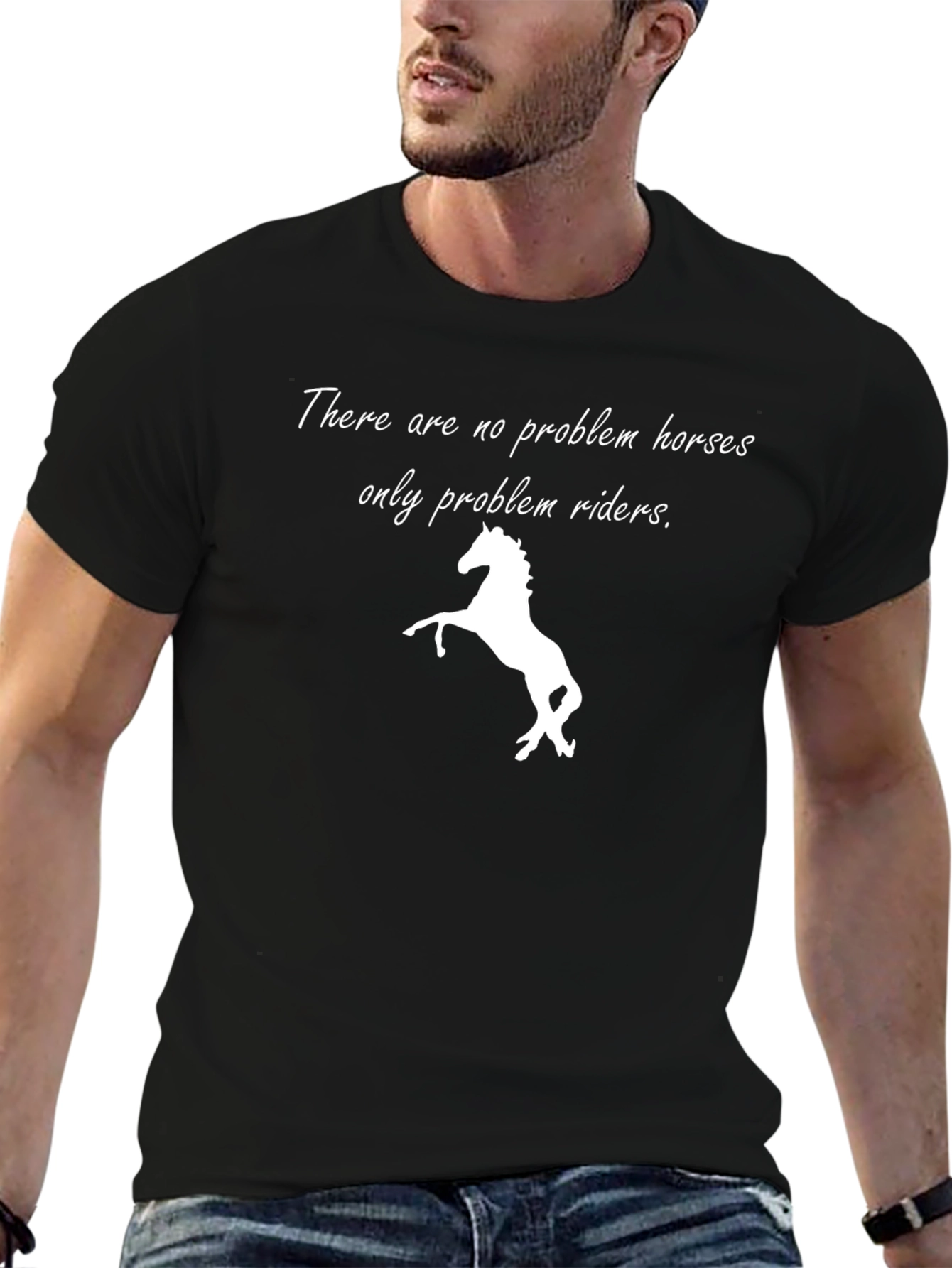 Black Problem Horse Rider Graphic T-Shirt view 6