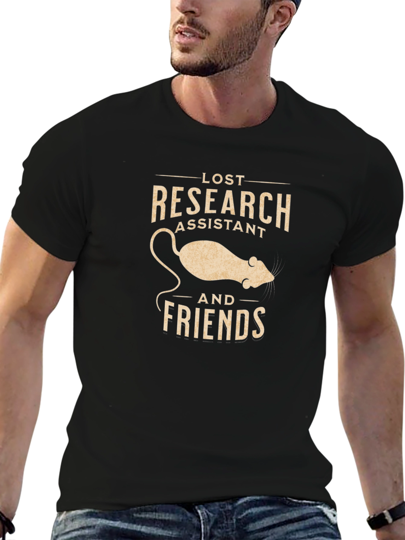 Black Lost Research Assistant T-Shirt view 6