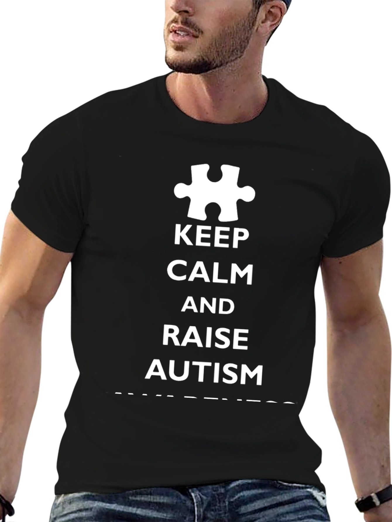 Black Keep Calm Autism Awareness Tee view 6