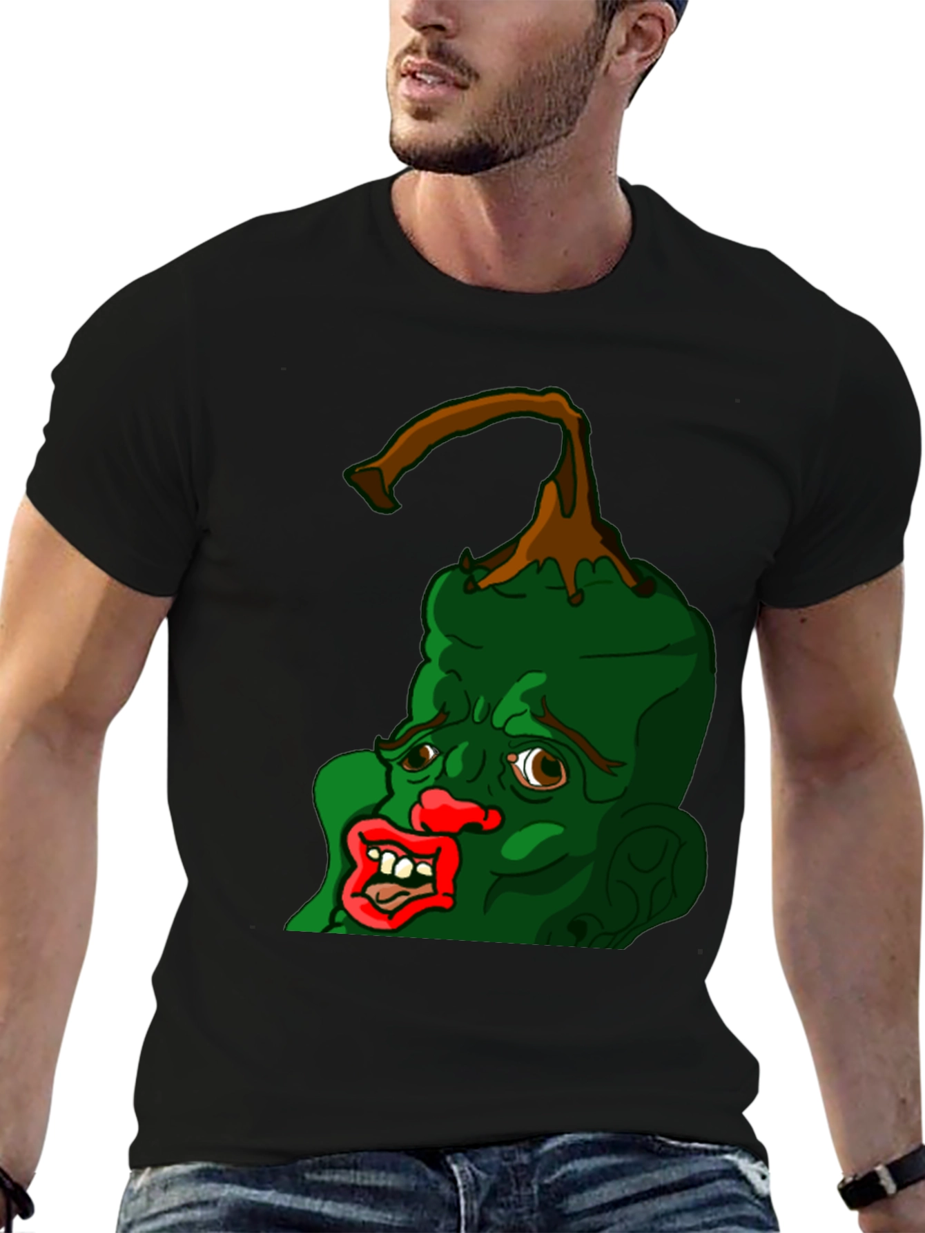 Black Grotesque Pepper Head Black T-Shirt view 6