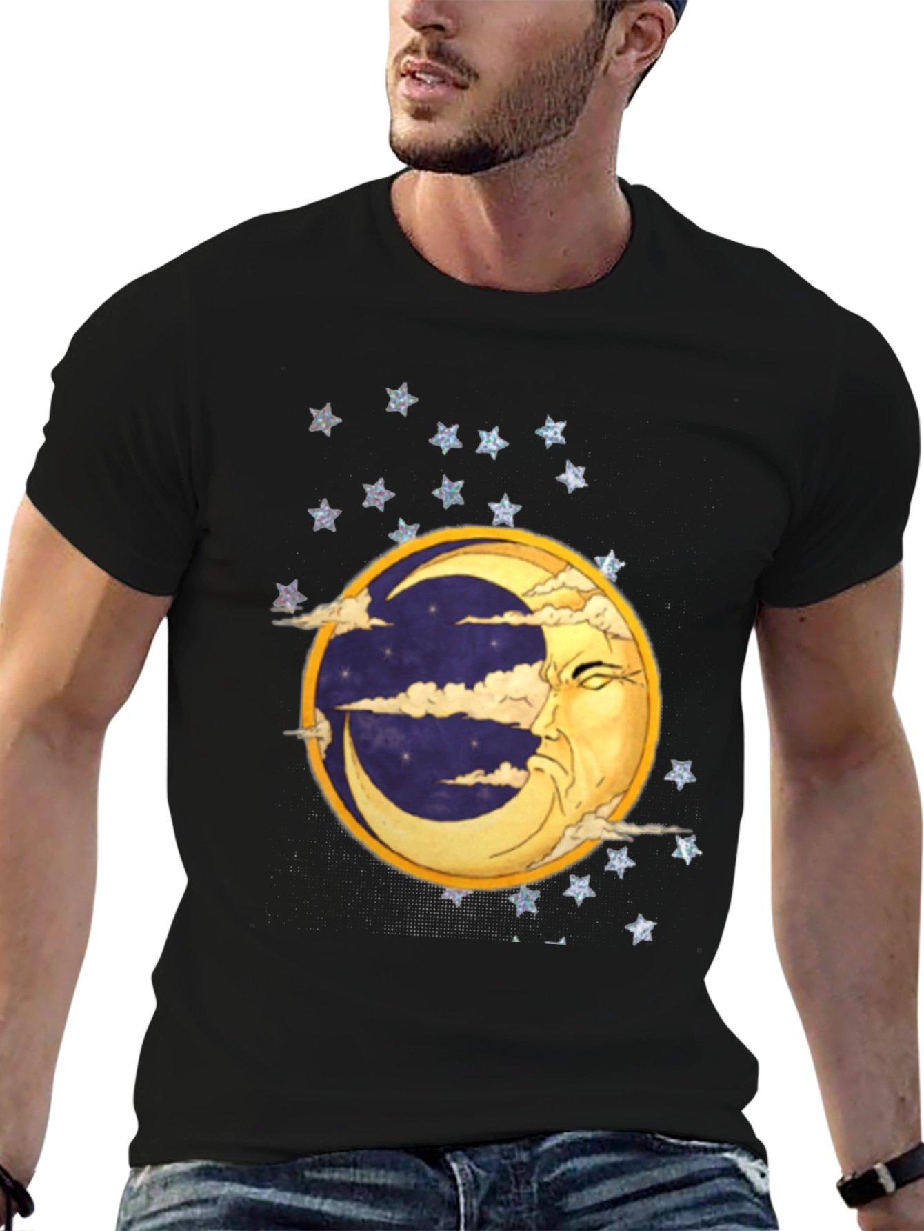 Black Mystic Moon T-Shirt - Celestial Graphic Tee view 6