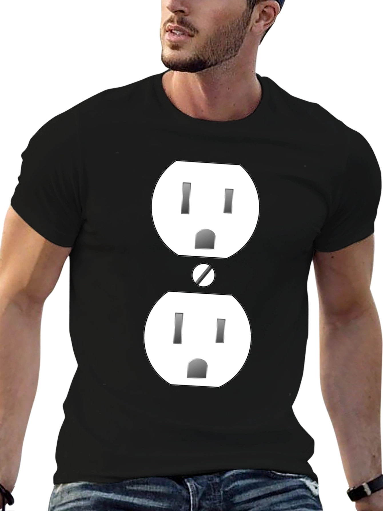 Black Electric Outlet Graphic Tee - Quirky & Fun! view 6
