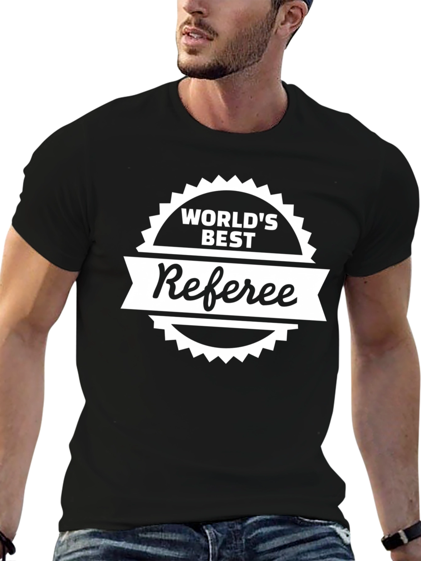 Black World's Best Referee T-Shirt - Black Novelty Tee view 6