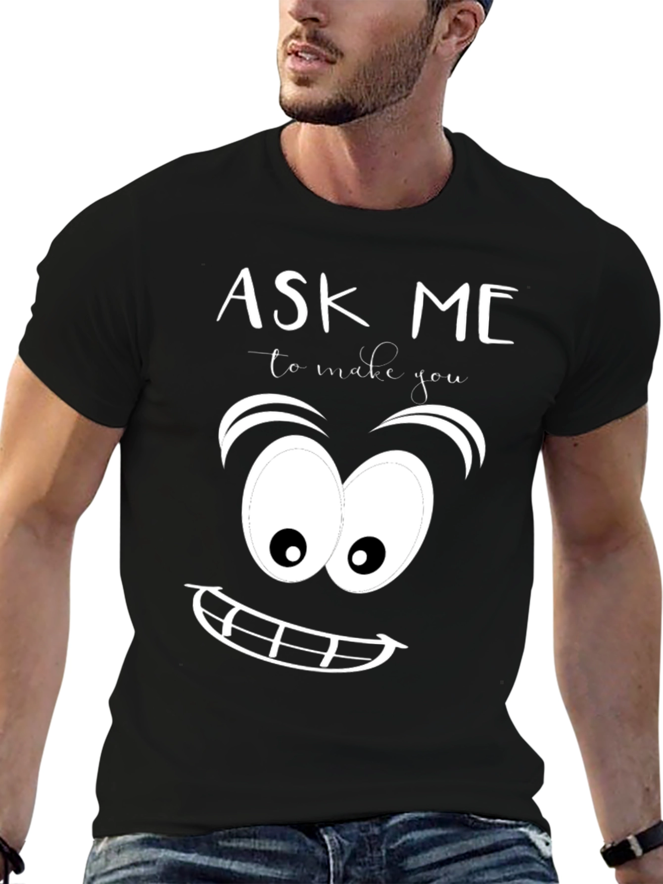 Black Ask Me To Make You Smile Graphic Tee view 6