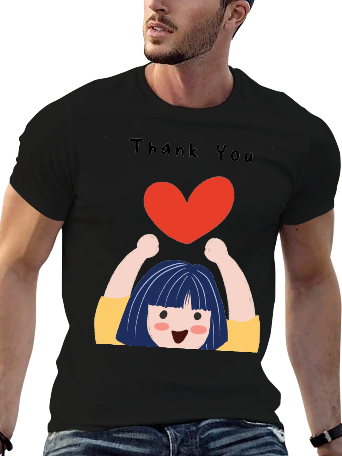 Black Thank You Heart Graphic T-Shirt view 6