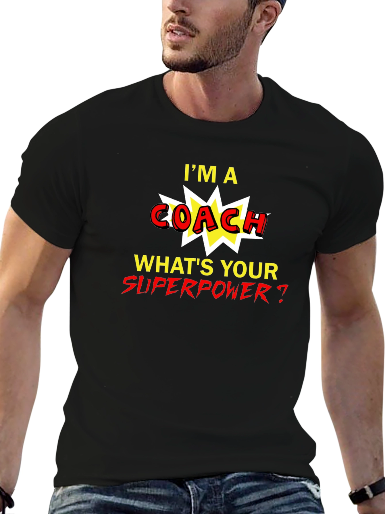 Black I'm A Coach, What's Your Superpower T-Shirt view 6