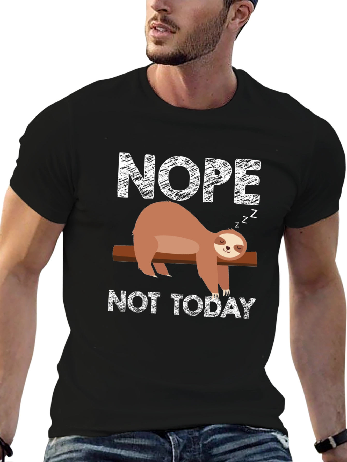 Black Nope Not Today Sloth Graphic Tee - Unisex view 6