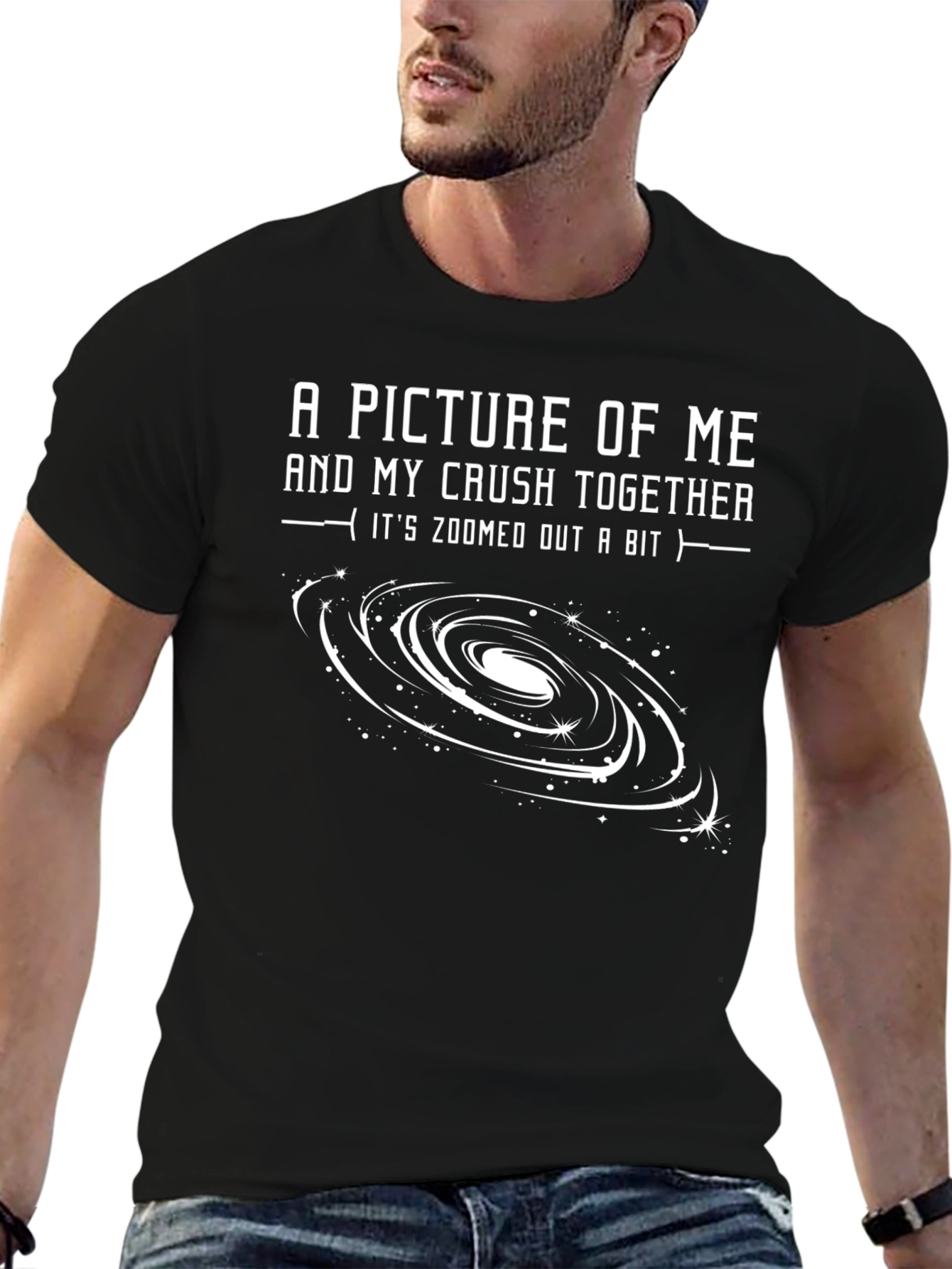 Black Humorous "Me and My Crush" Galaxy T-Shirt view 6
