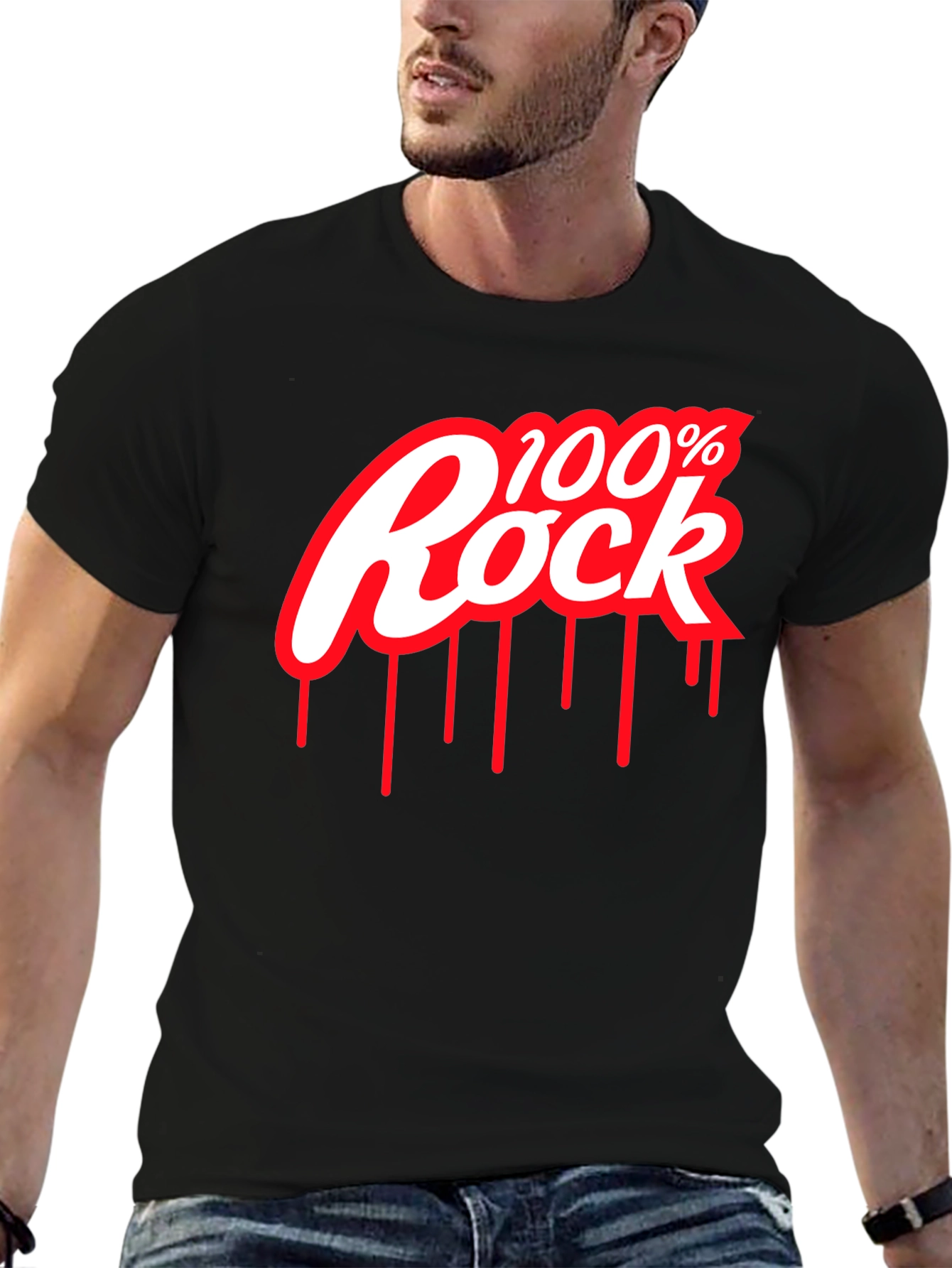 Black 100% Rock Graphic Tee - Black view 6