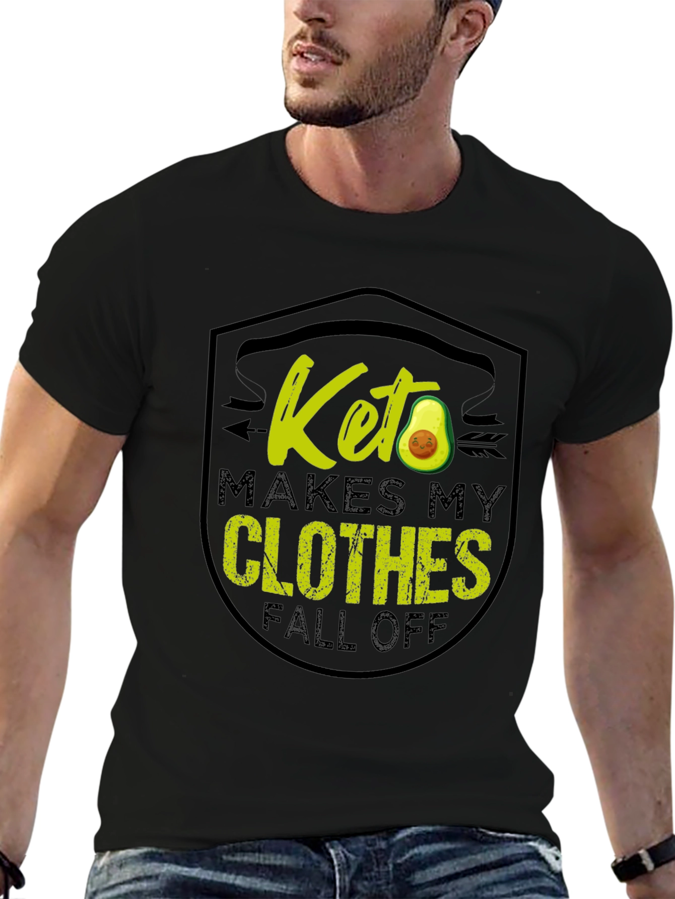 Black Keto Diet T-Shirt - Makes My Clothes Fall Off view 6